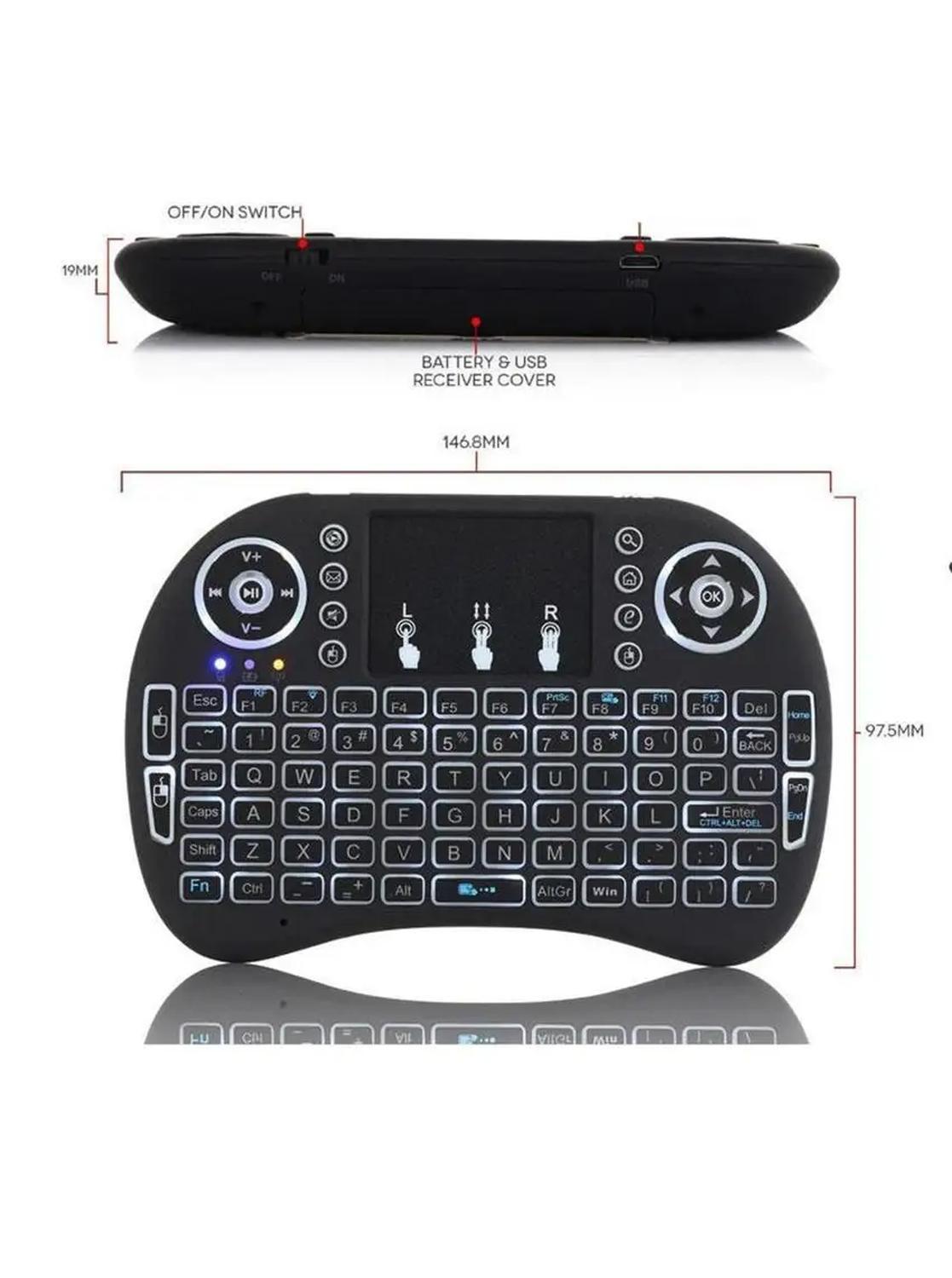 Mini Teclado Inalambrico Recargable Mouse Touchpad Smart Tv-7