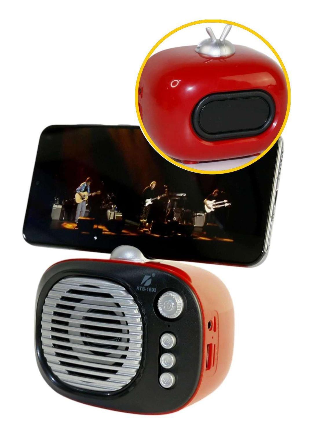 Radio Parlante Recargable Vintage Bluetooth Soporte Celular-3