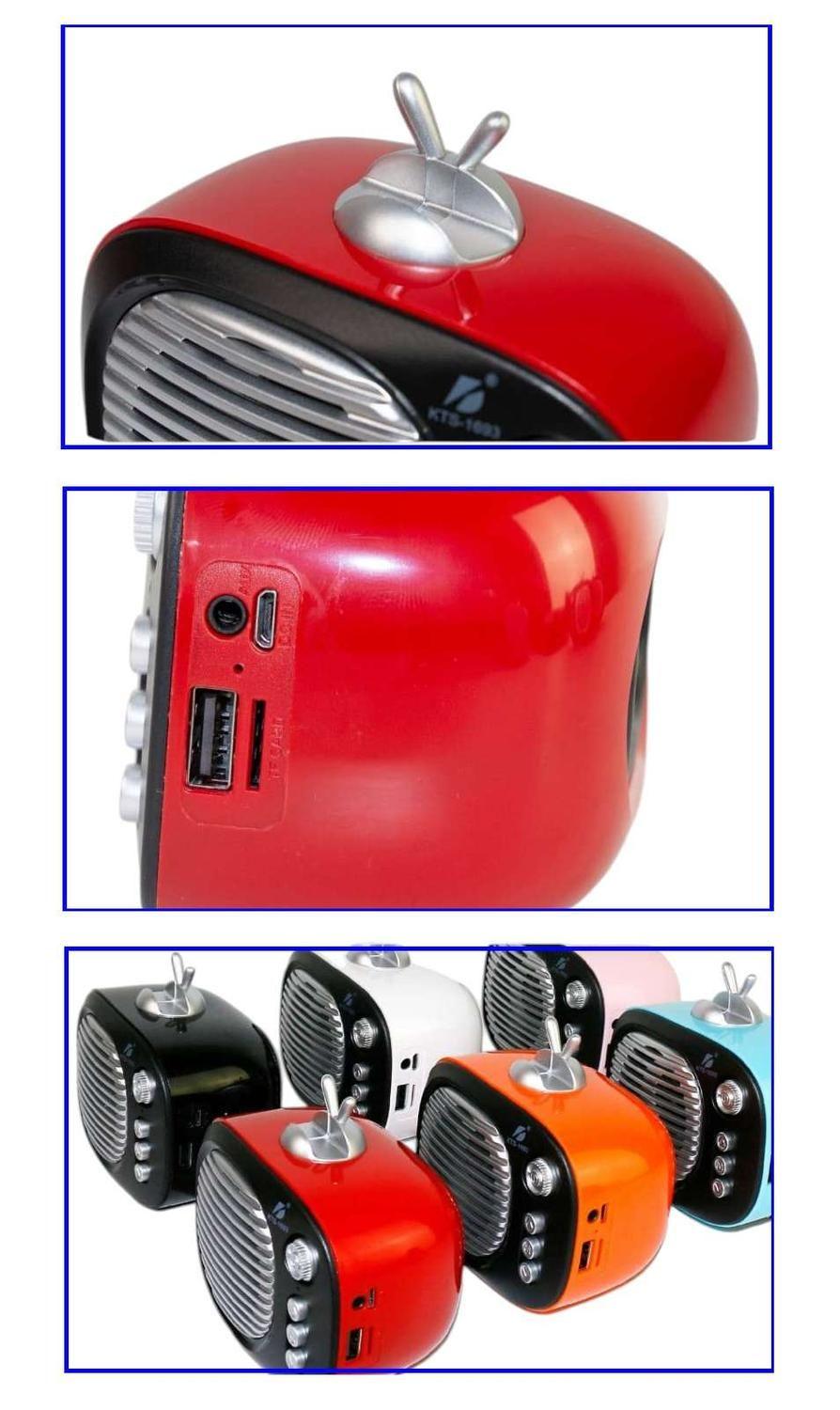 Radio Parlante Recargable Vintage Bluetooth Soporte Celular-4