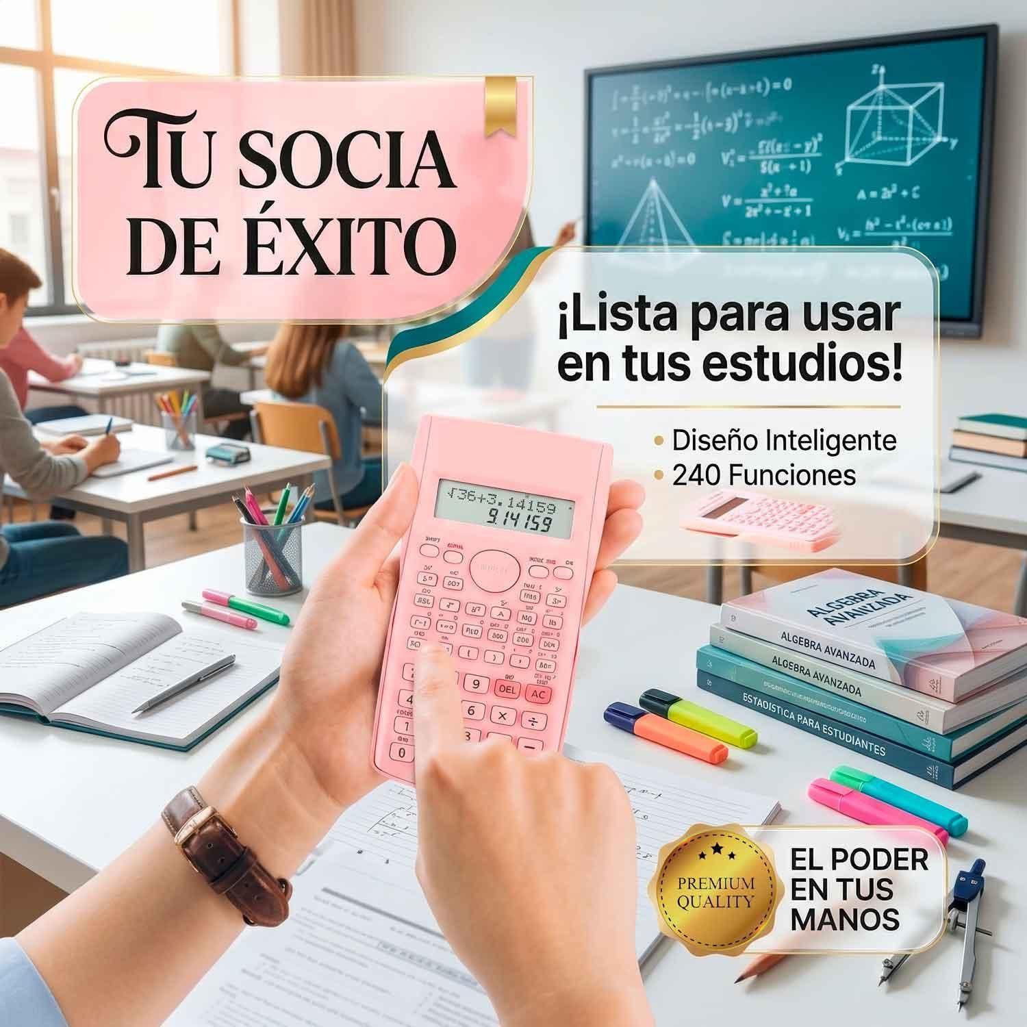 Calculadora Cientifica Rosada Pantalla LCD Colegio Oficina-1