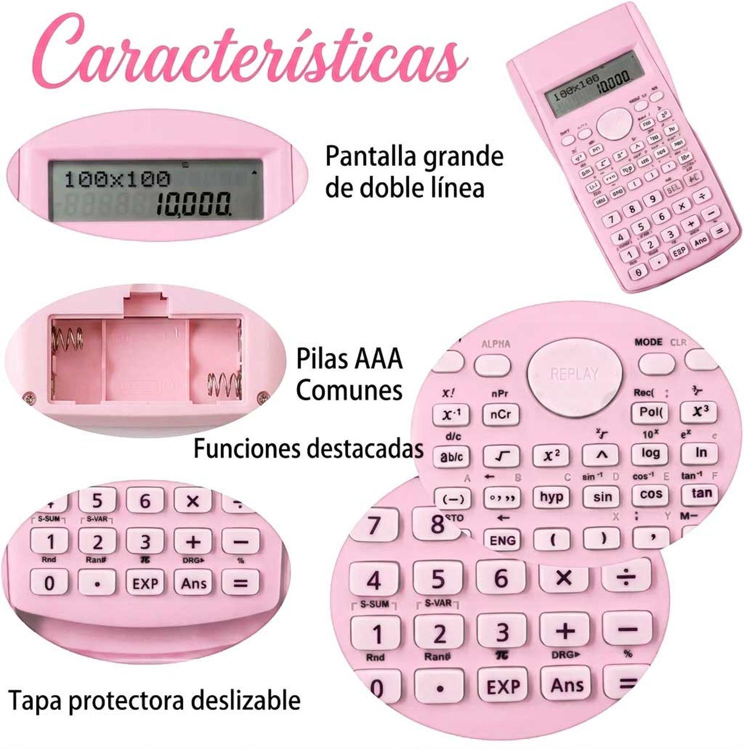 Calculadora Cientifica Rosada Pantalla LCD Colegio Oficina-4