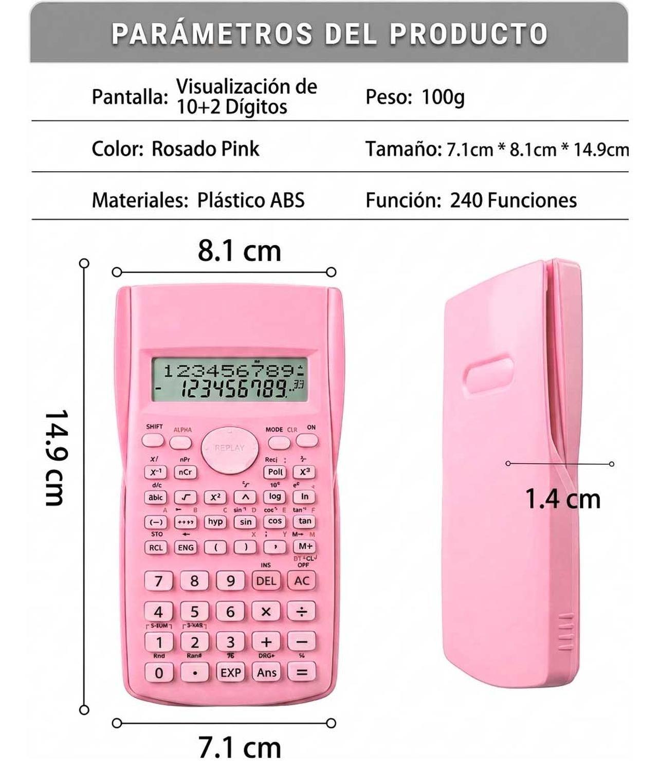 Calculadora Cientifica Rosada Pantalla LCD Colegio Oficina-6