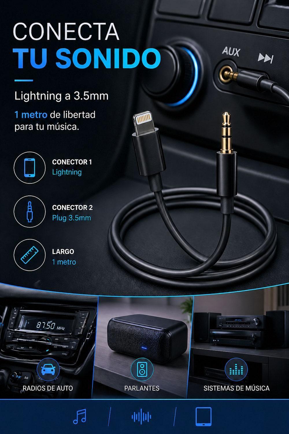 Cable Adaptador De Audio Para Lightning Usb A Auxiliar 3.5mm - YP08-3