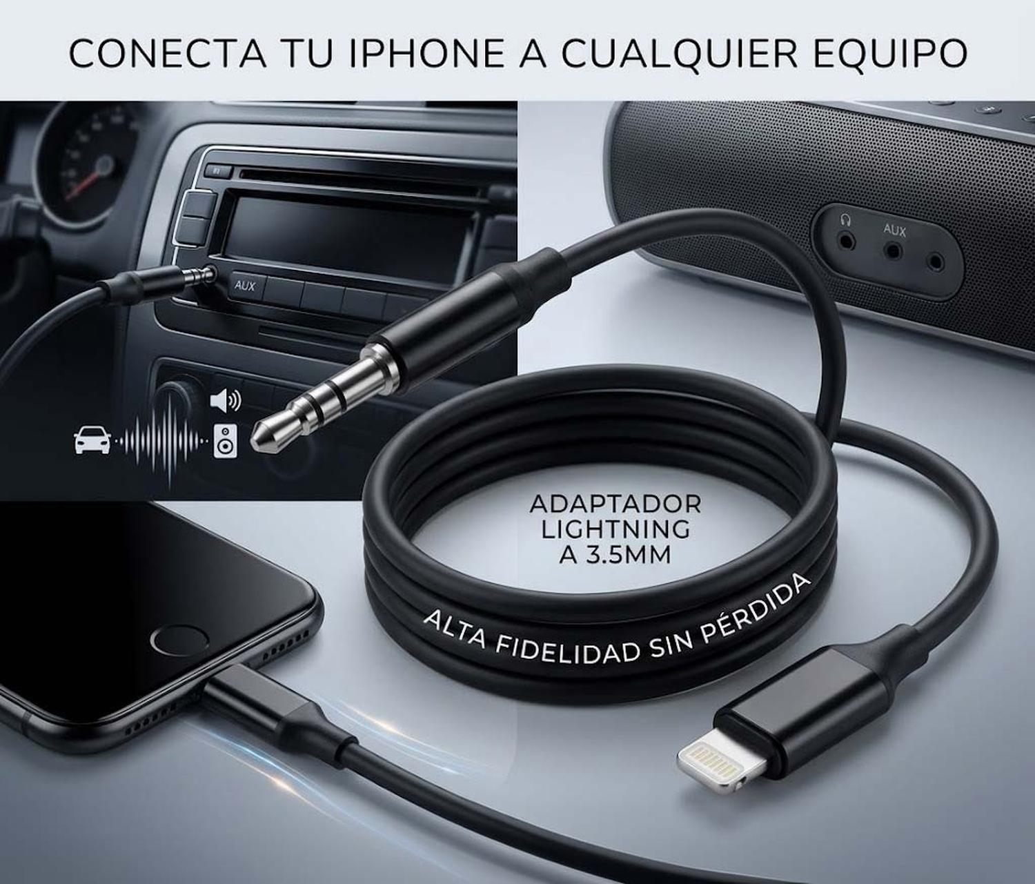 Cable Adaptador De Audio Para Lightning Usb A Auxiliar 3.5mm - YP08-5