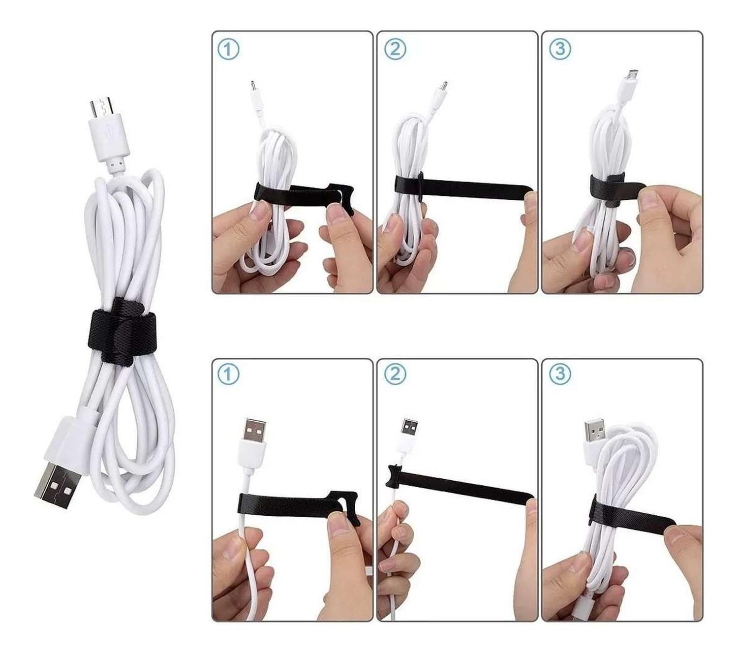 20x Pack Amarra Cable Organizador Reutilizable Velcro Cintas Diseño 2-4