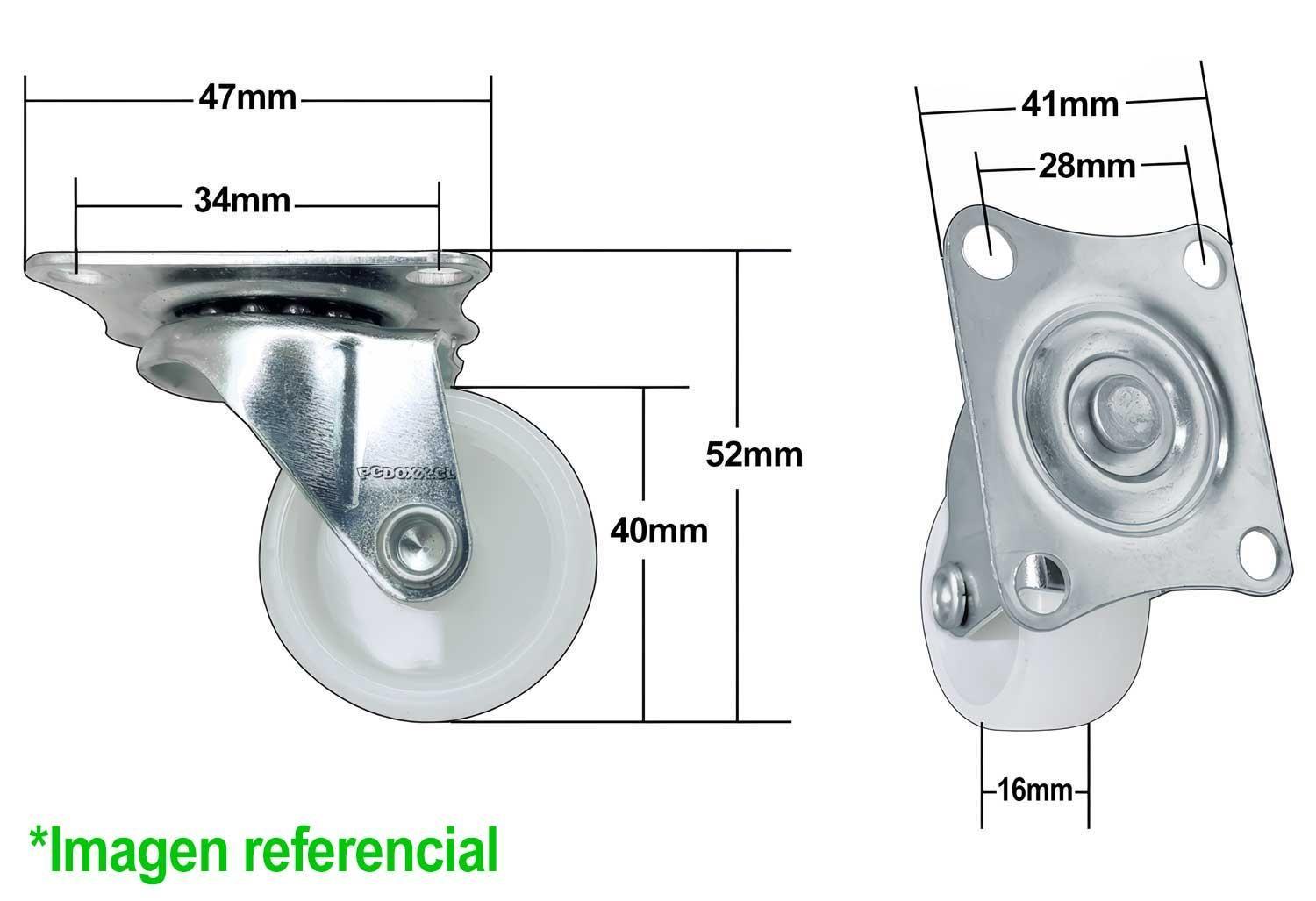 4x Rueda Mueble Carro Giratoria 4cm Zincada 40mm Placa Base-5