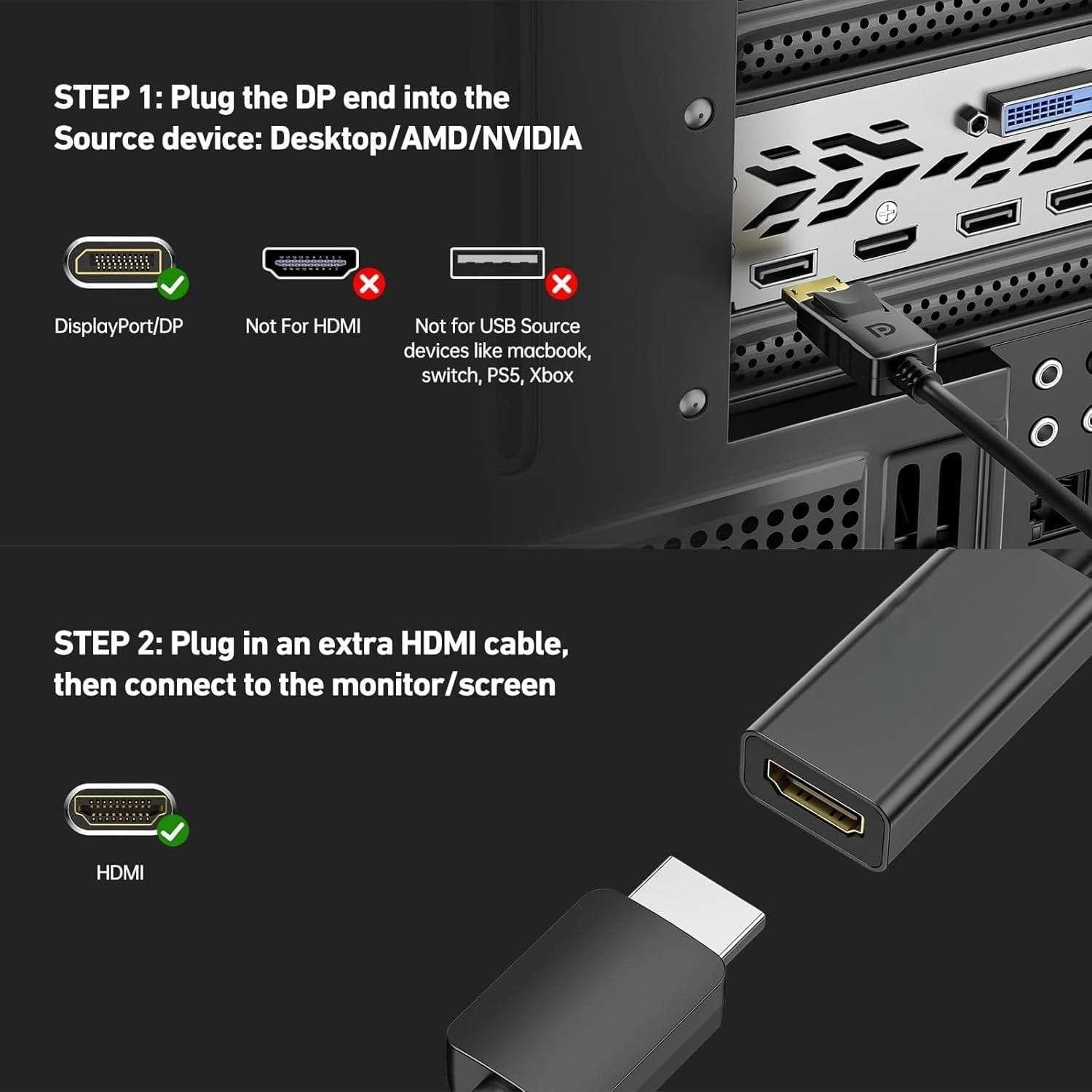 Conversor Adaptador Display Port A Hdmi Dp - Hdmi-7