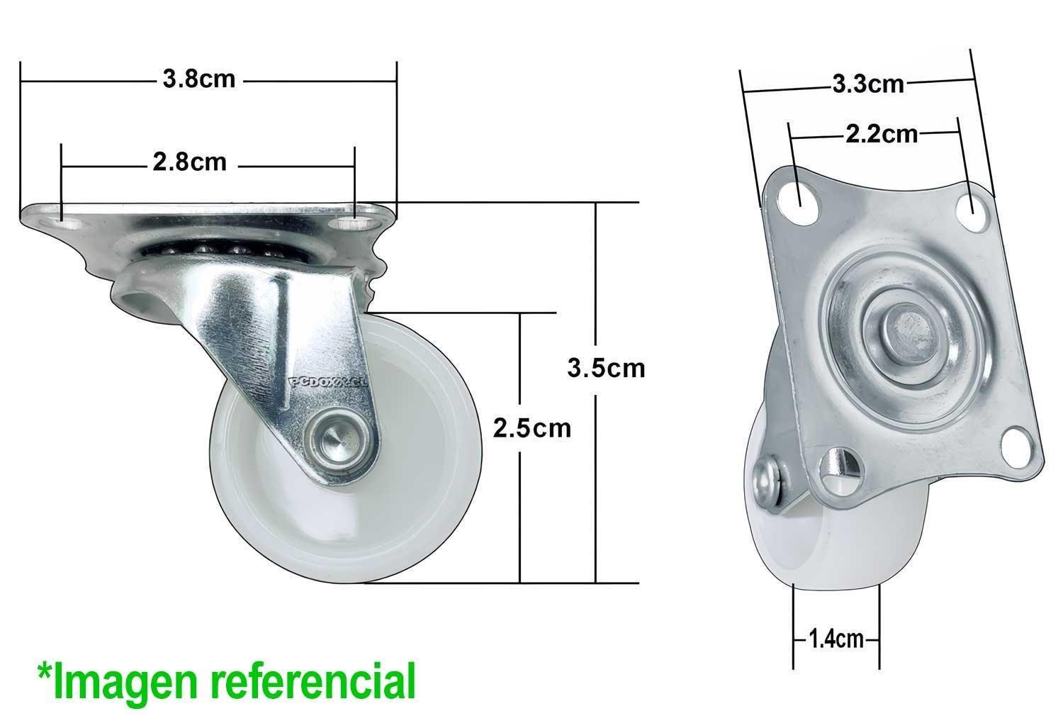 4x Rueda Mueble Carro Giratoria 2.5 Zincada 25mm Placa-3