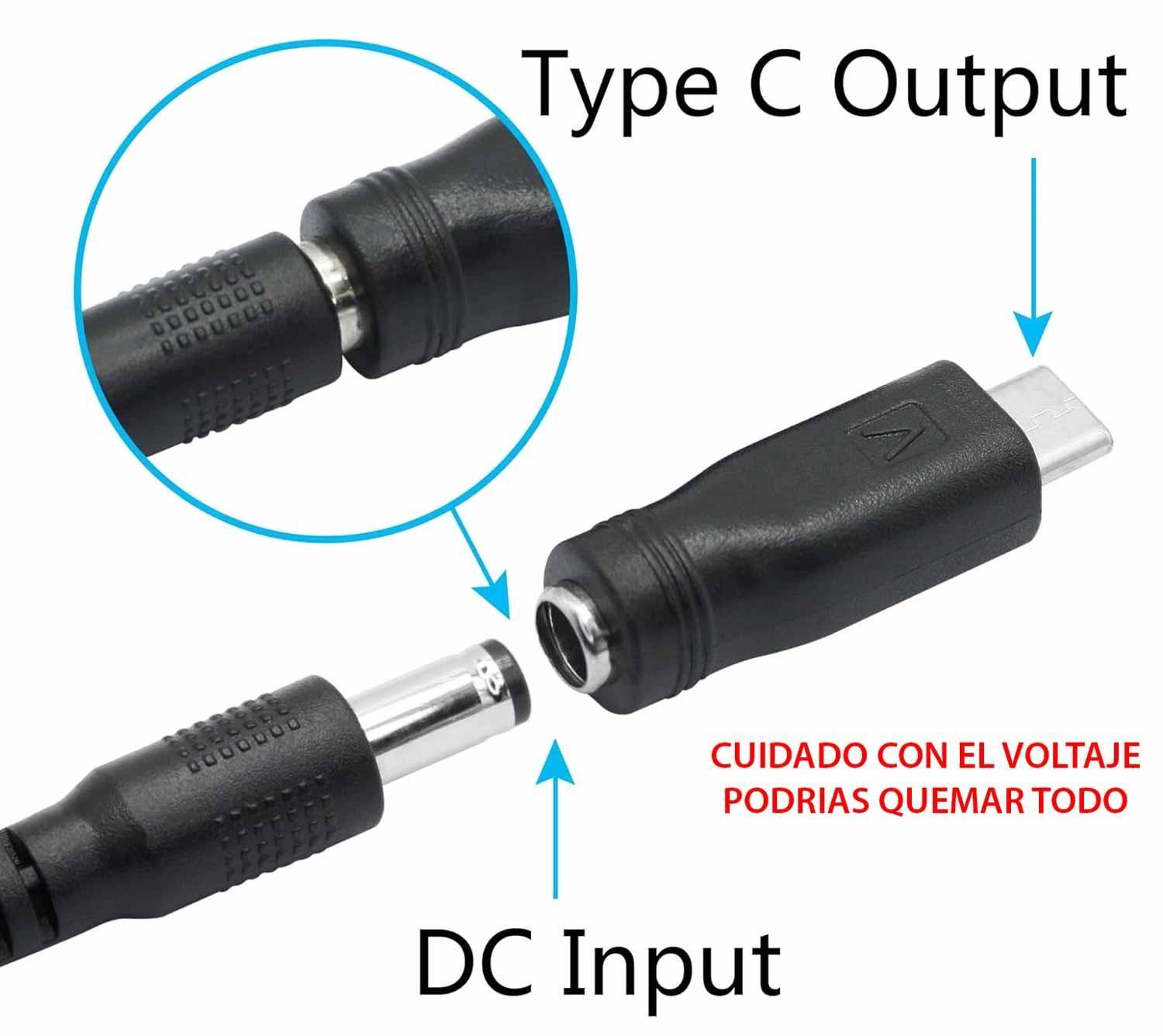 Adaptador Carga Tipo C Macho Plug Poder 5.5 x 2.1 y 2.5 mm-2