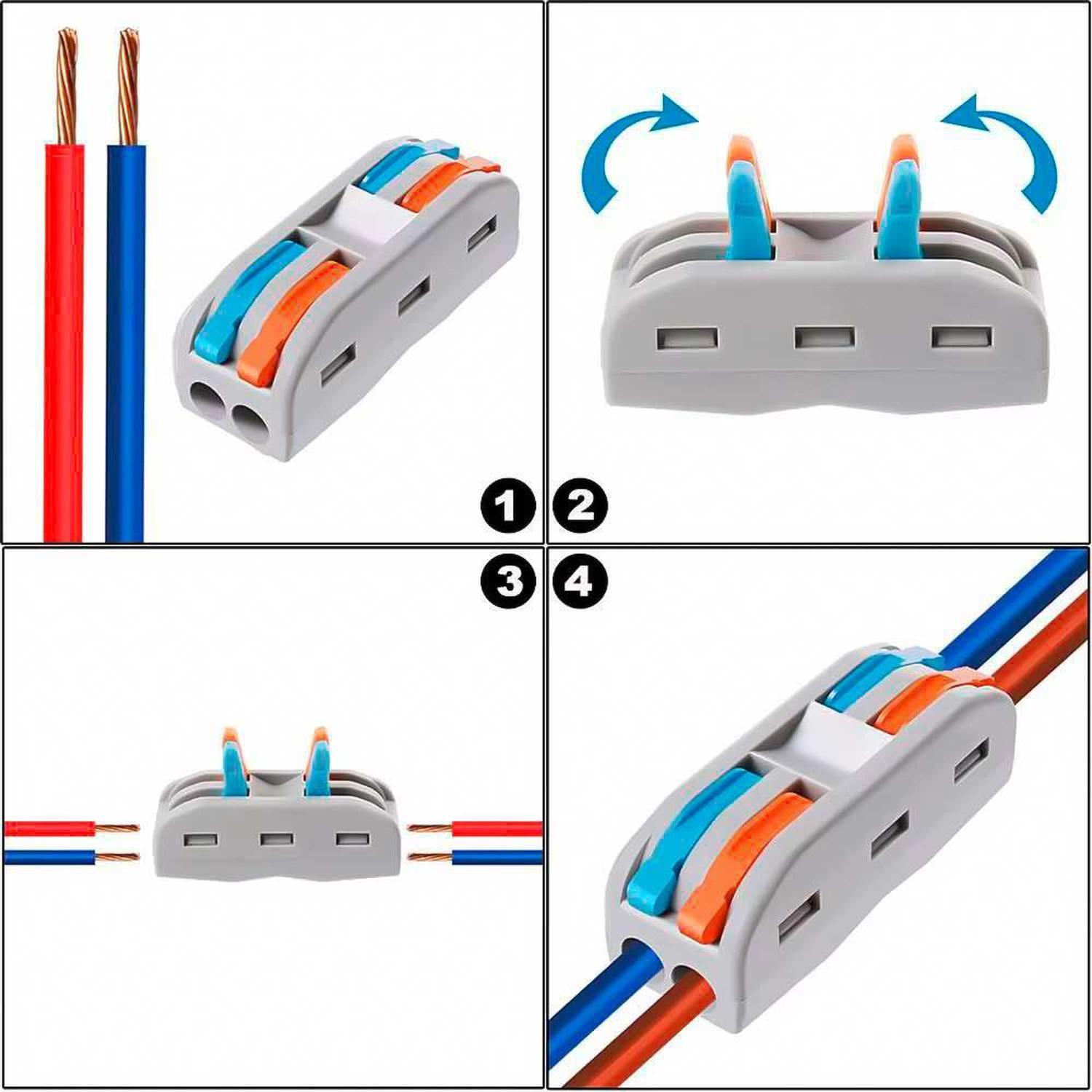 Conector Adaptador Empalme Rapido Electrico Cables Corriente 2 Tomas-3