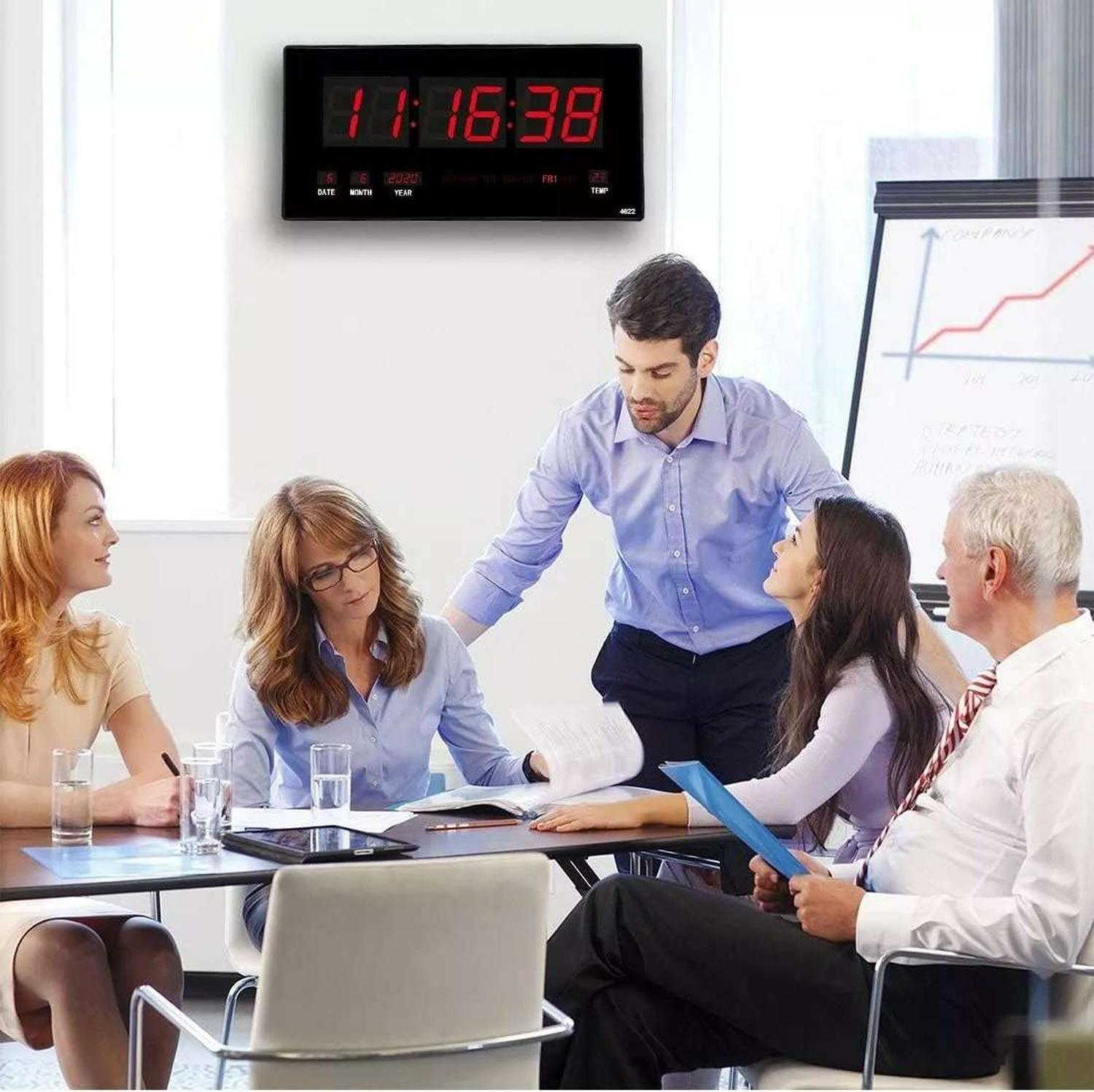 Reloj Digital Luz Led Pared Mural Iluminado Oficina Living-6