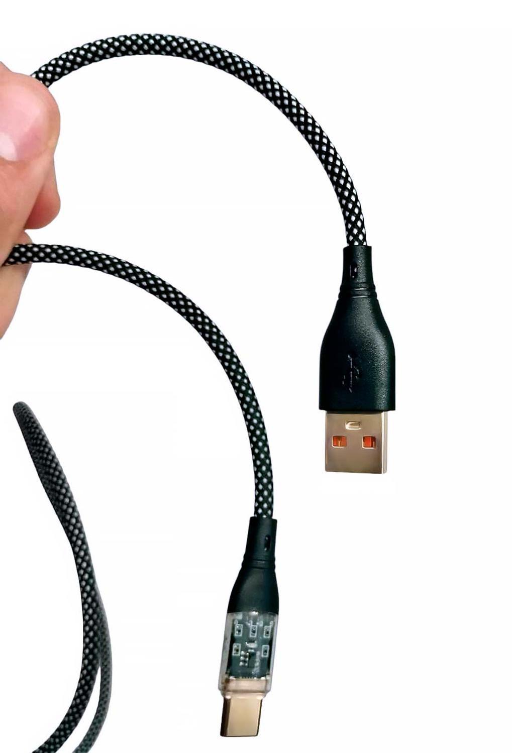 Cable Usb Tipo C Carga Rapida Luz Resistente Reforzado Malla-3