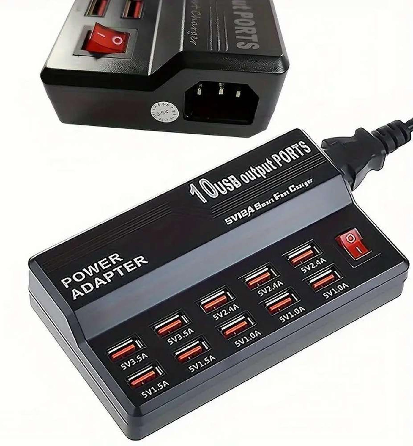 Cargador 10 Puertos Usb Carga Rapida Adaptador Usb Corriente-4