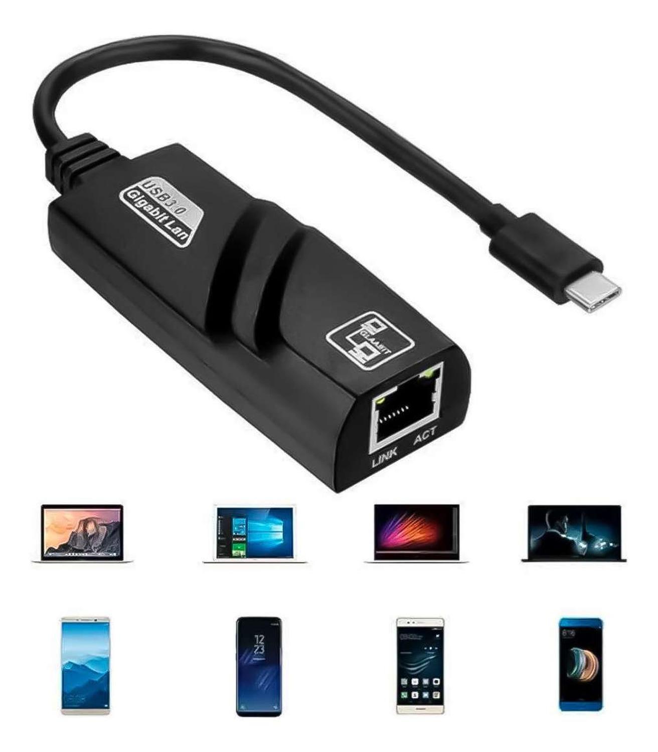 Tarjeta De Red Usb Tipo C Cable Adaptador Rj45 Lan Pc-5