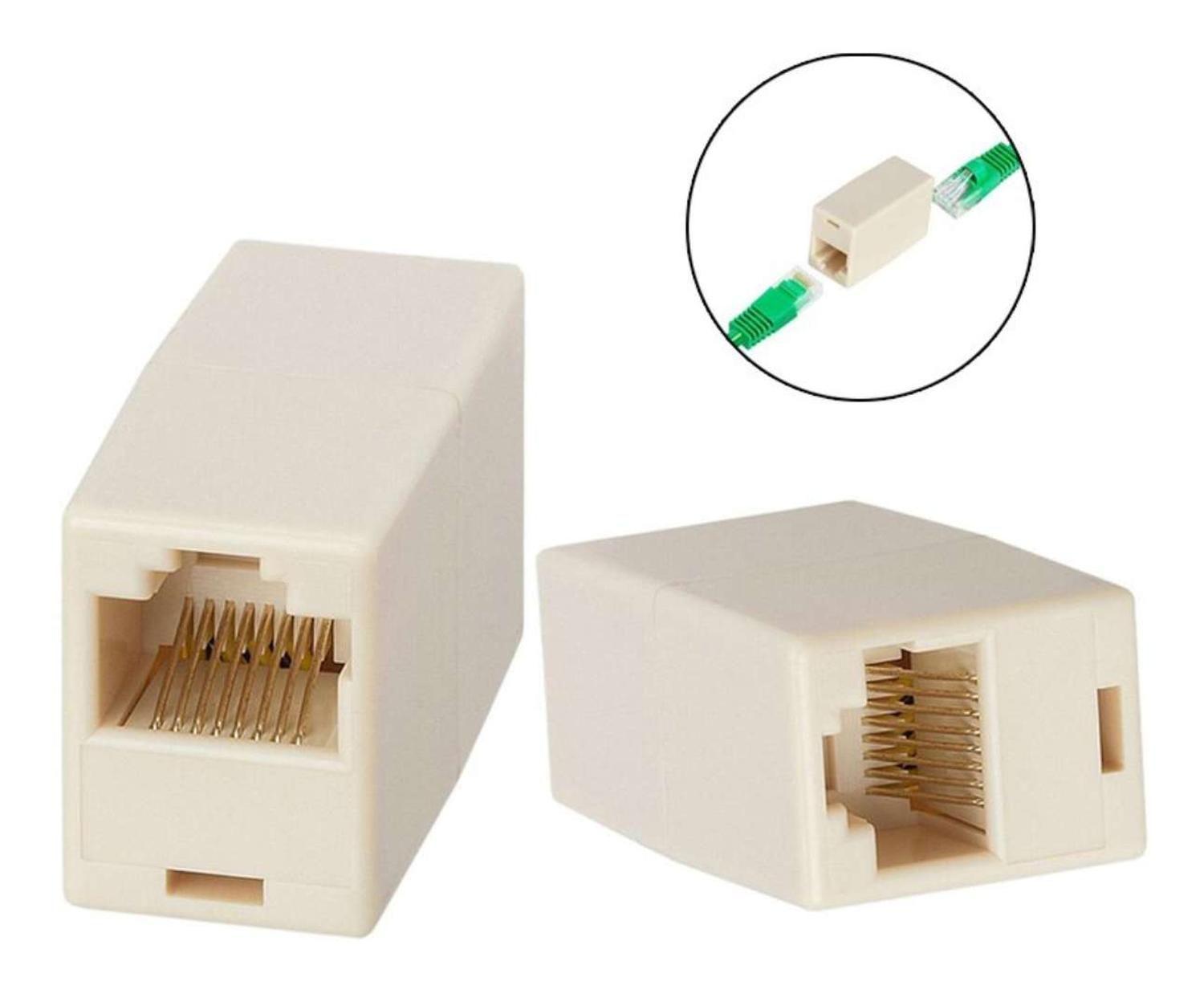 Conector Copla Adaptador Rj45 Hembra H-h Extension Cable Red-5