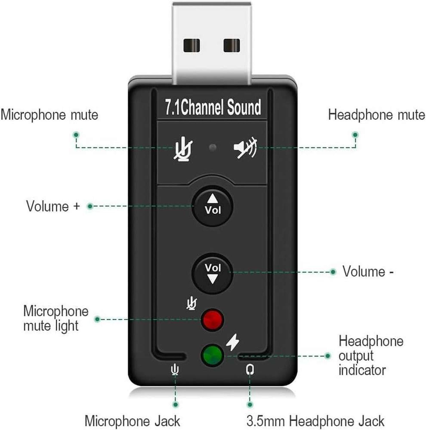 Tarjeta De Sonido Adaptador Externo Usb Microfono Pc-2