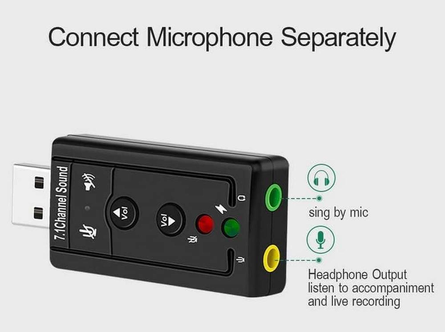 Tarjeta De Sonido Adaptador Externo Usb Microfono Pc-3