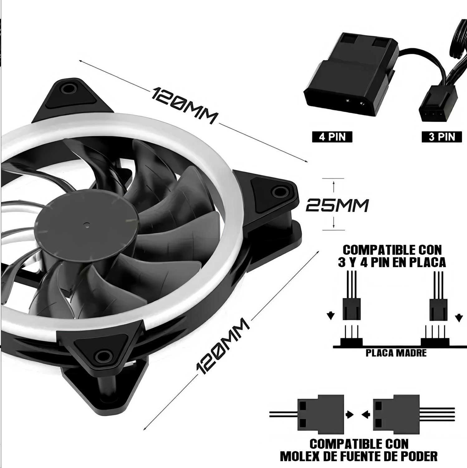 Ventilador Cooler De Gabinete Case Pc Luz Led Rgb Gamer-5