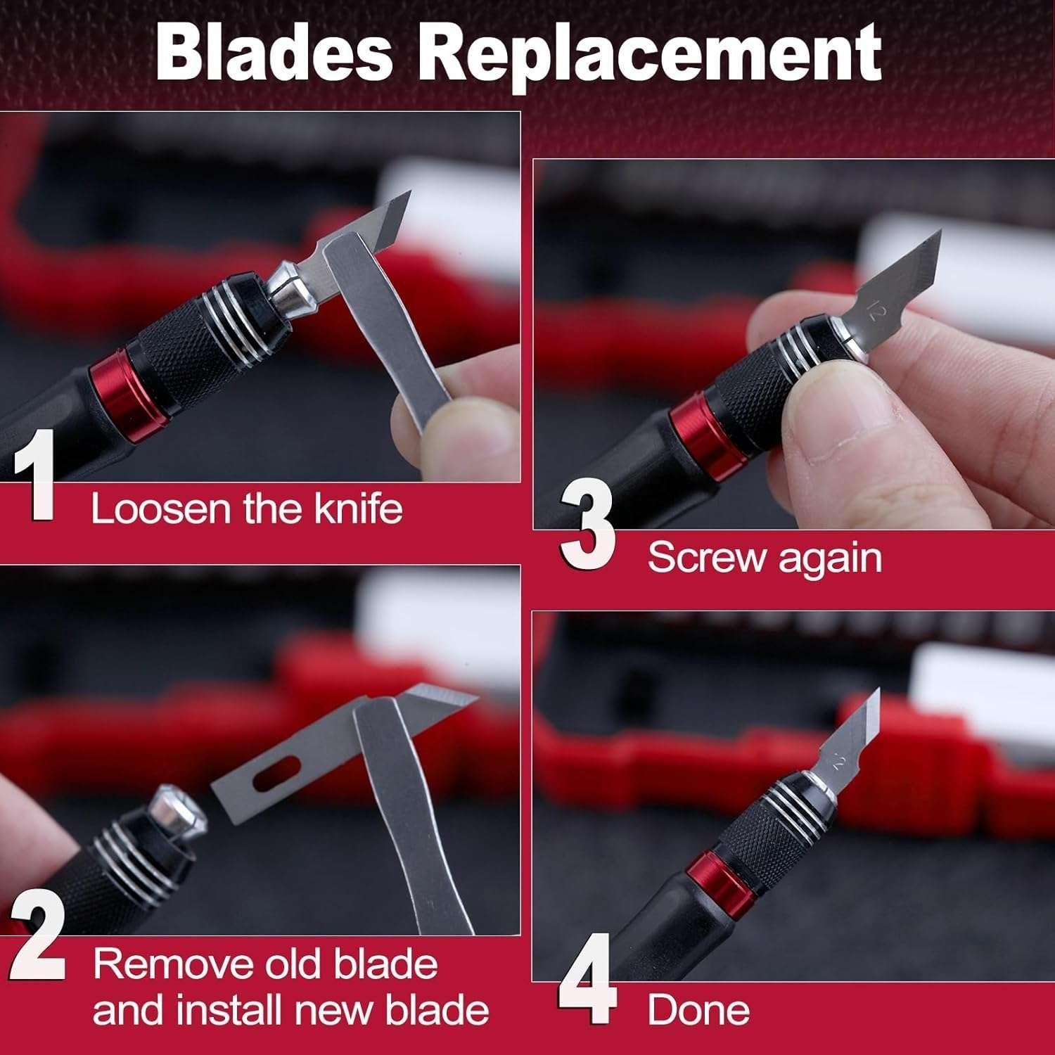 Set Bisturi Cortante Tipo Lapiz Con Cuchillas Metal Manualidades-7