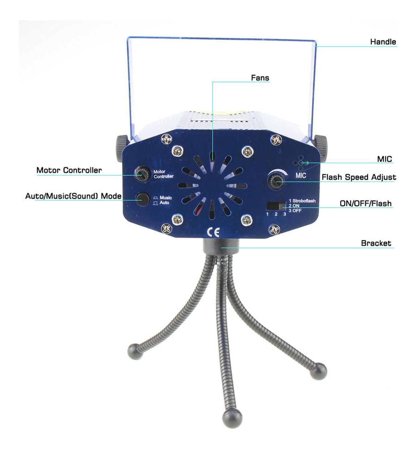Proyector Laser Ritmico Fiesta Luz Lluvia Puntos Verde Rojo-2