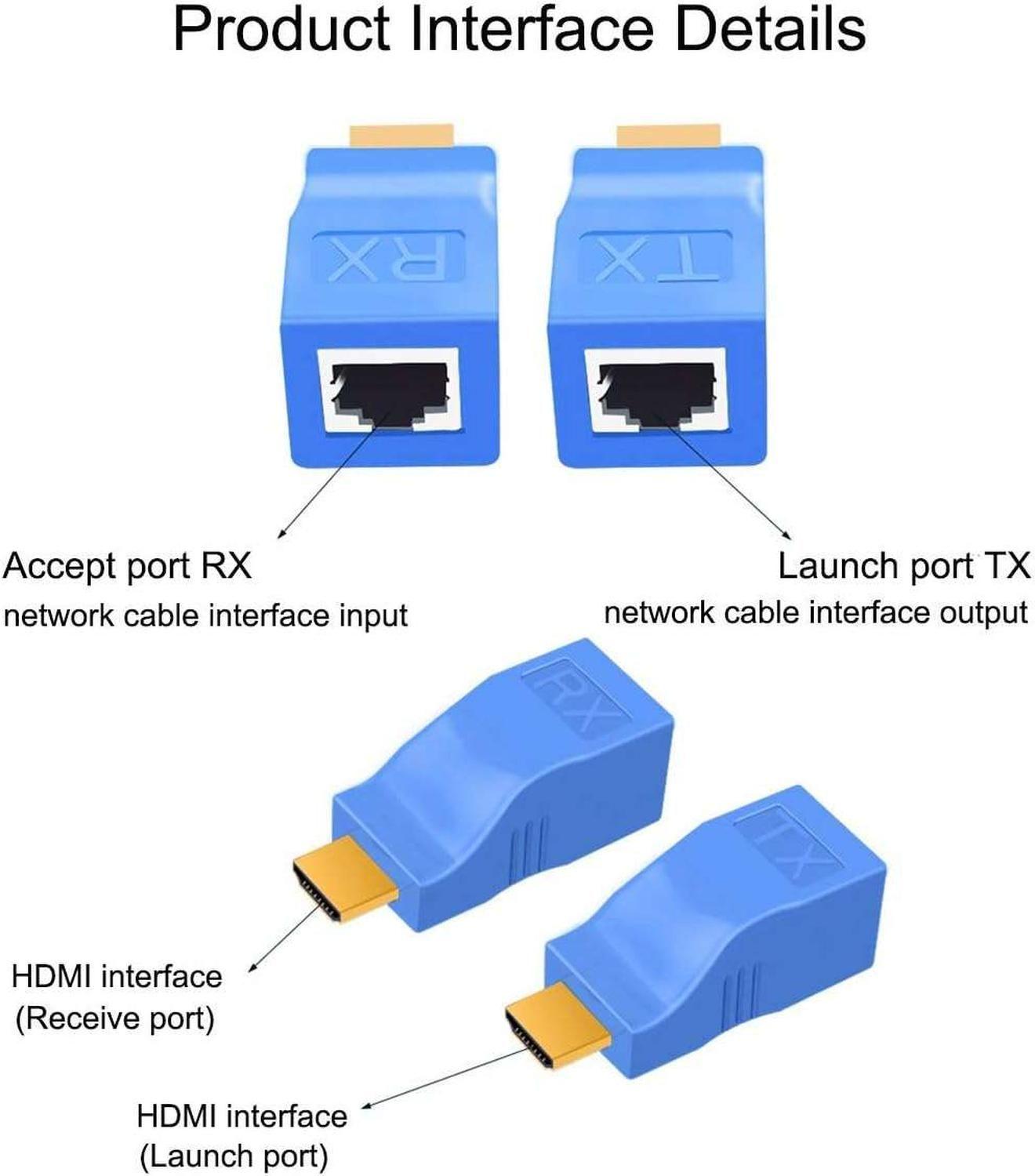 Adaptador Extension Pantalla Para Hdmi Conector Cable Red Rj45-6