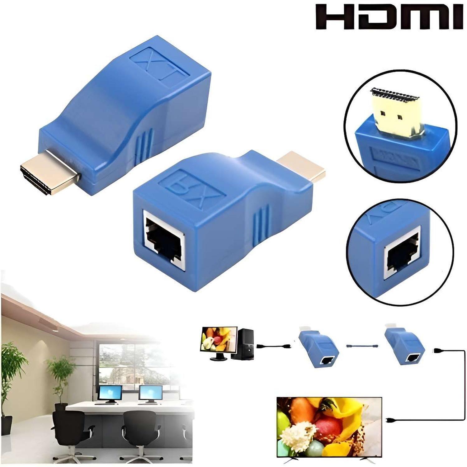 Adaptador Extension Pantalla Para Hdmi Conector Cable Red Rj45-8