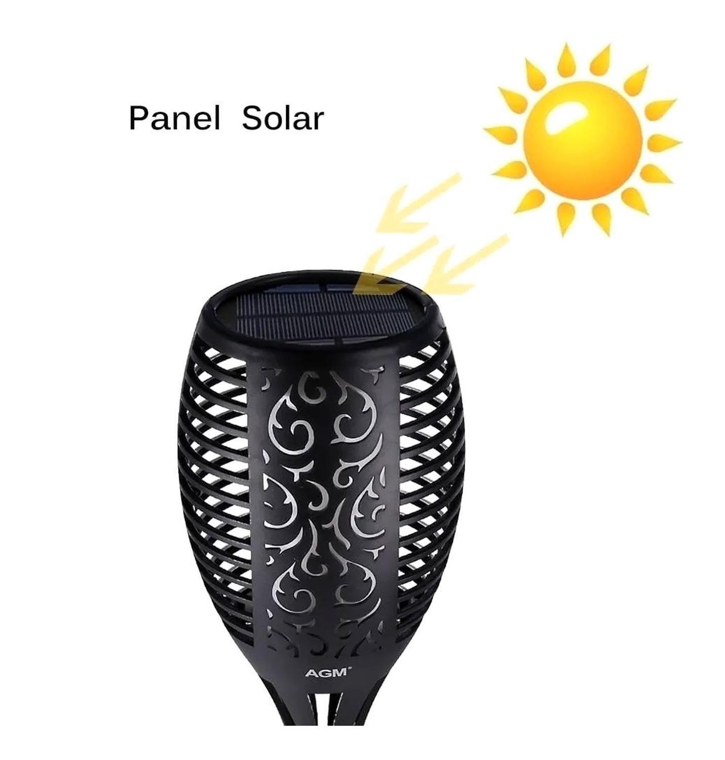 Luz Jardin Led Recargable Solar Estaca Antorcha Llama Farol-3