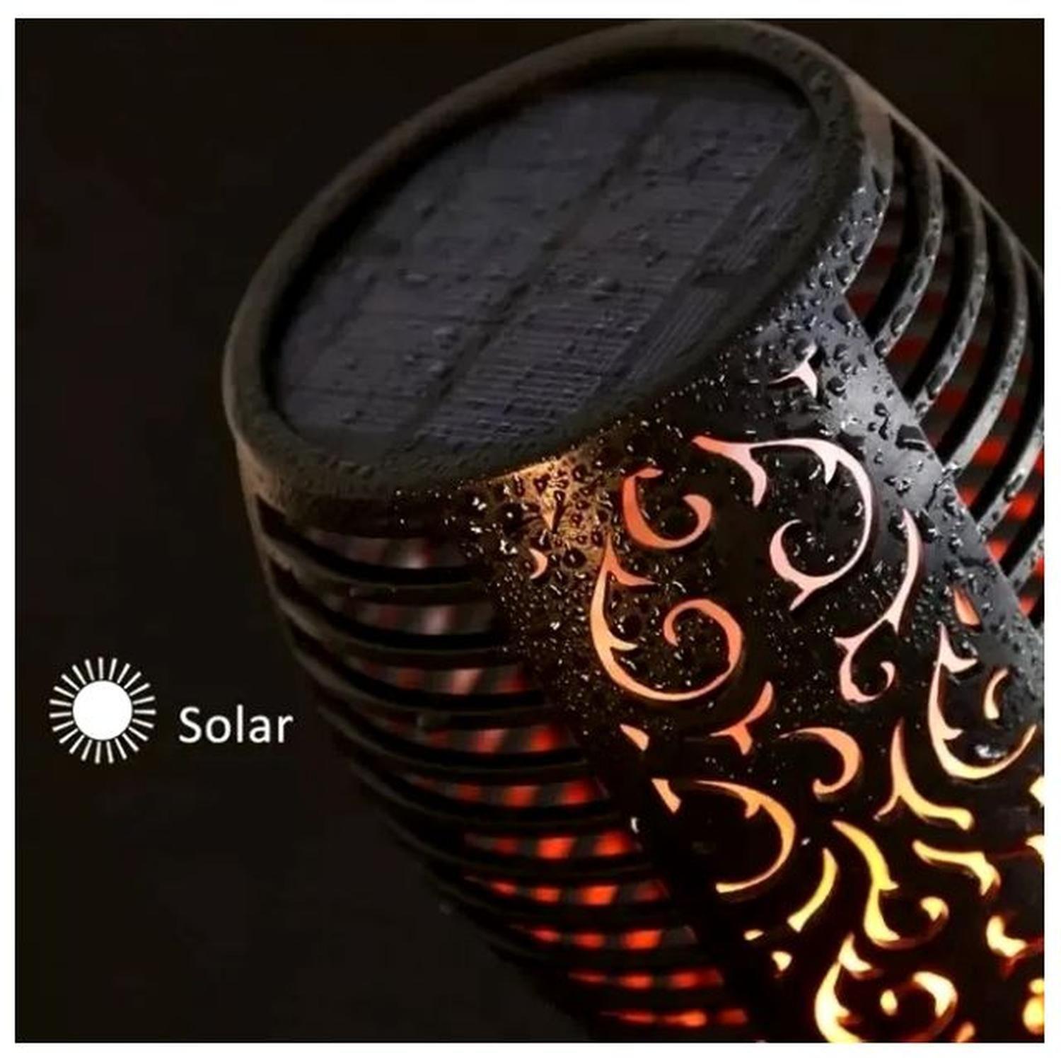 Luz Jardin Led Recargable Solar Estaca Antorcha Llama Farol-4