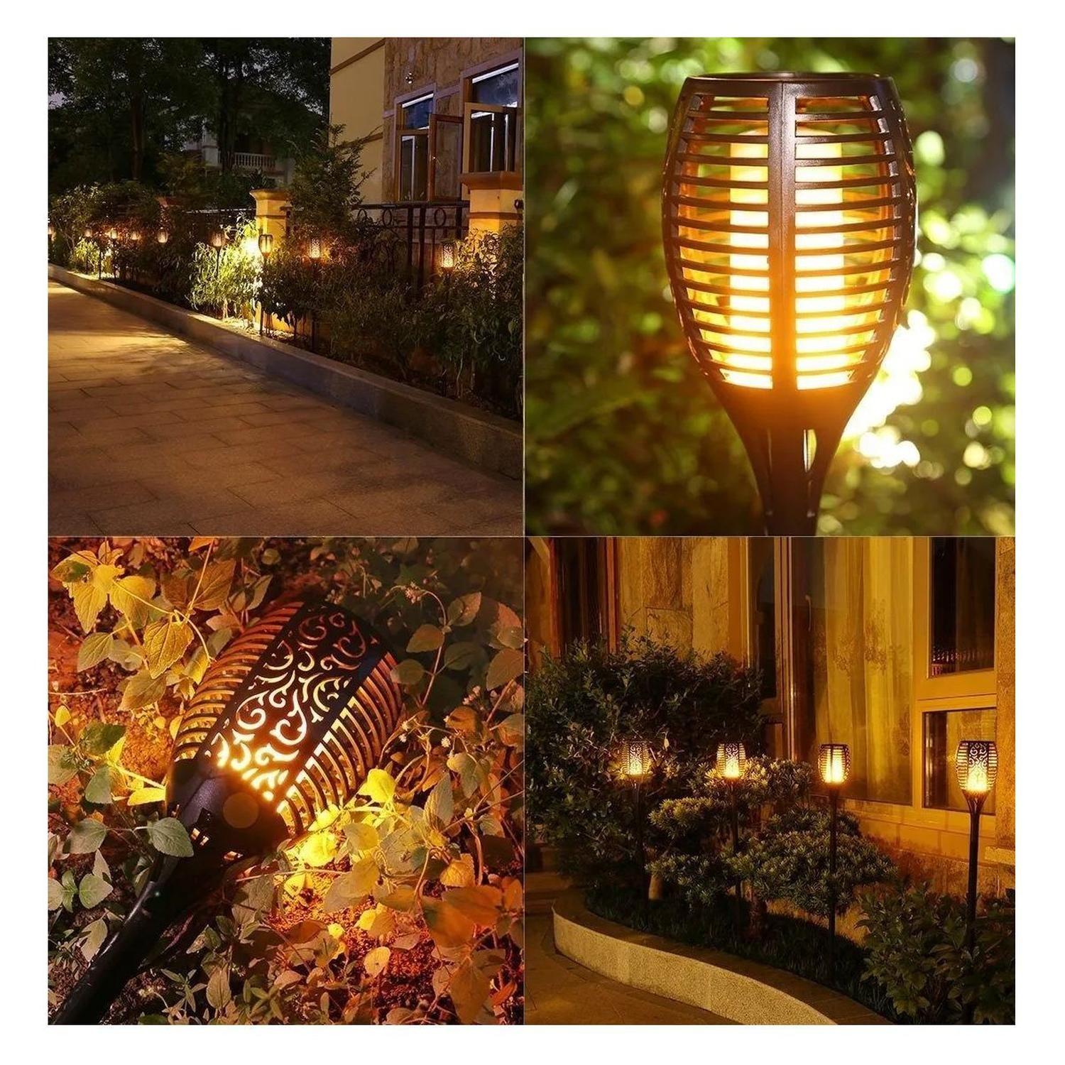 Luz Jardin Led Recargable Solar Estaca Antorcha Llama Farol-6
