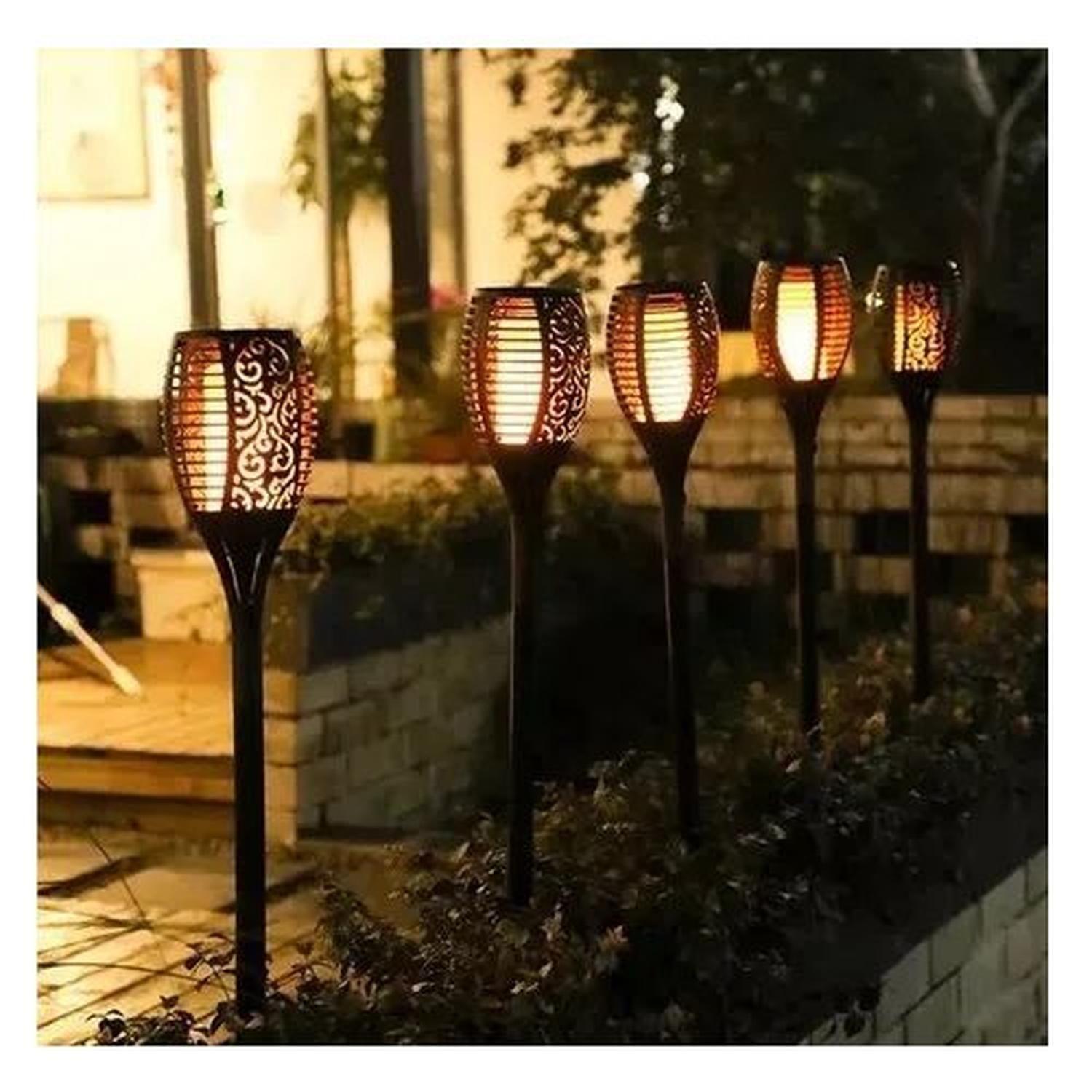 Luz Jardin Led Recargable Solar Estaca Antorcha Llama Farol-7