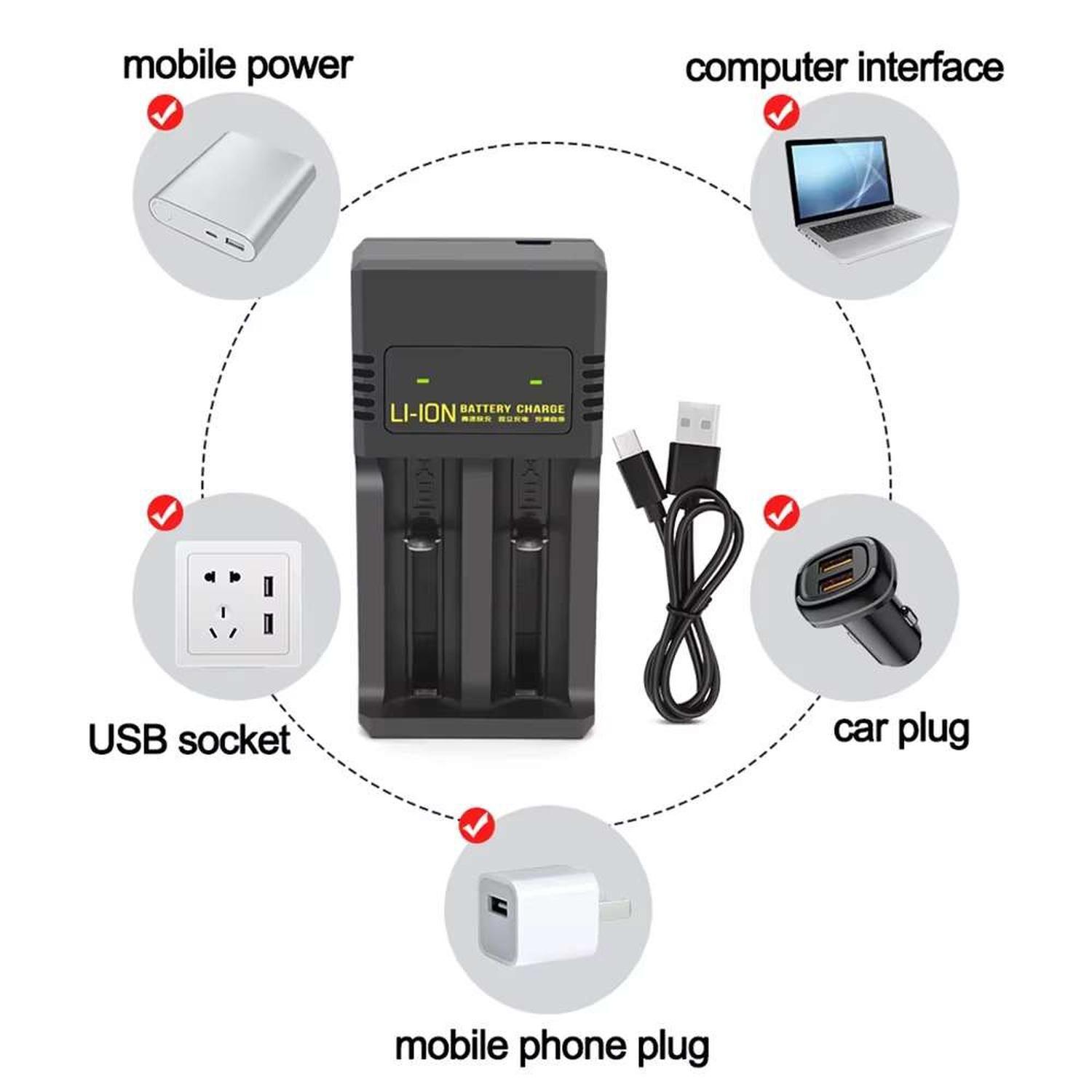 Cargador Pila Doble Bateria 18650 14500 Recargable Usb-8