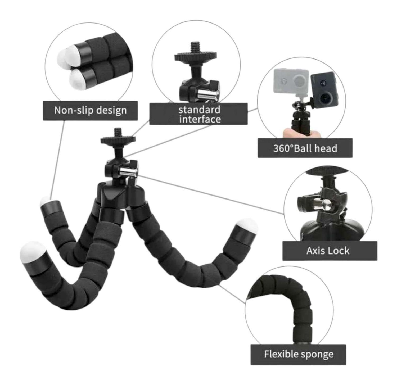 Soporte Tripode Flexible Portatil Ajustable Celular GoPro Bolsillo Mesa-8