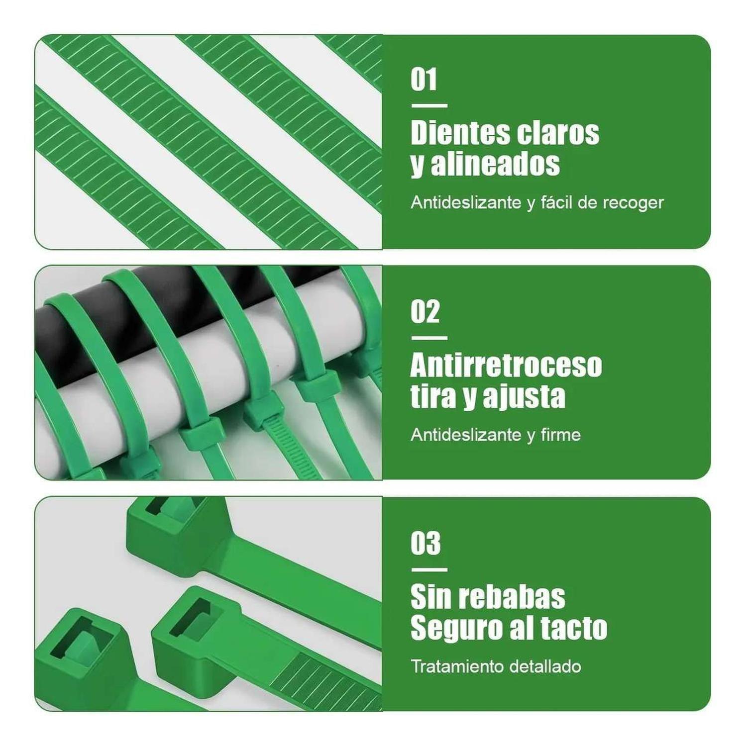 25x Amarras Plasticas Verde 20 Cm Para Cables Trillaje-8