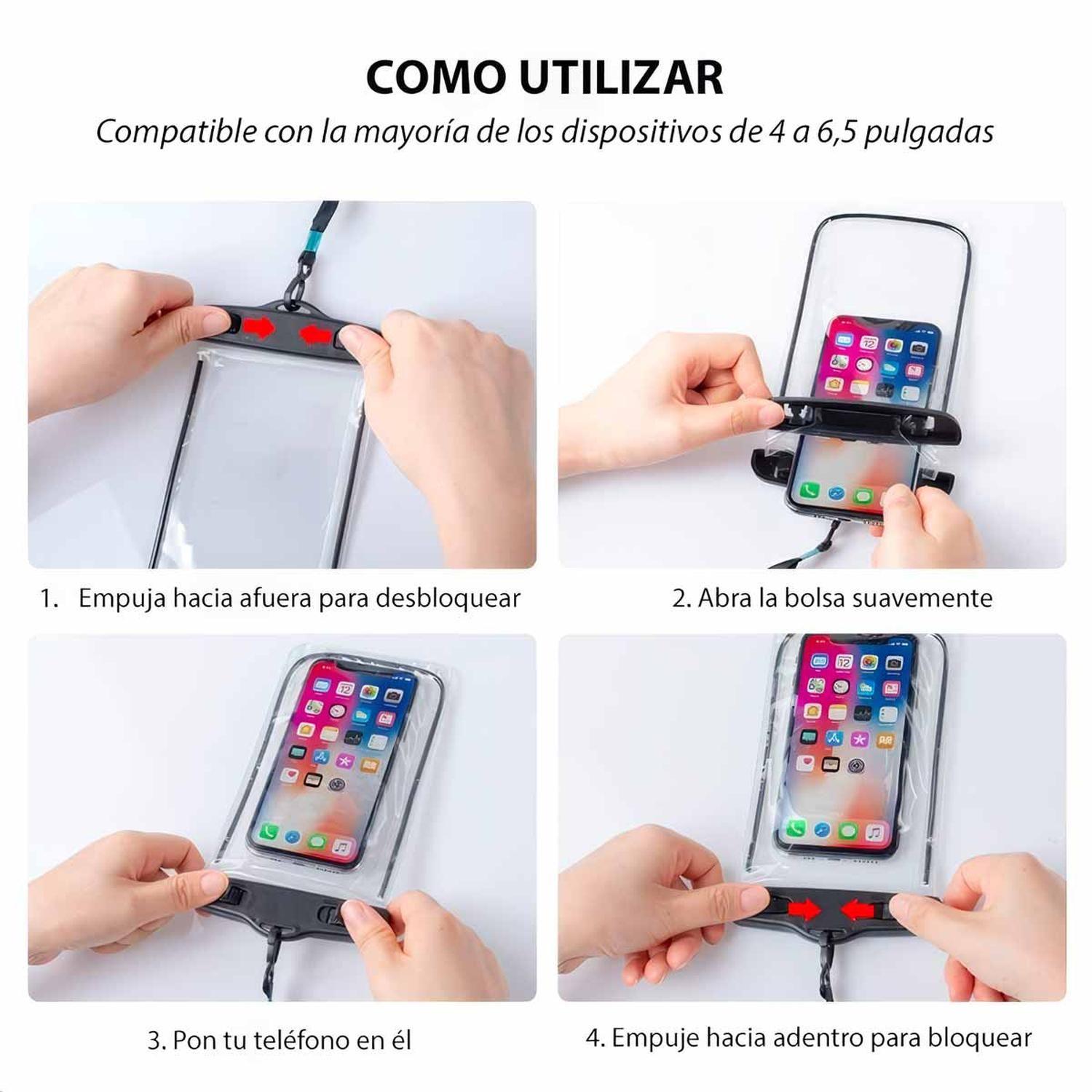 Funda Impermeable Protector Celular Sumergible Agua Flotador Piscina Mar-2