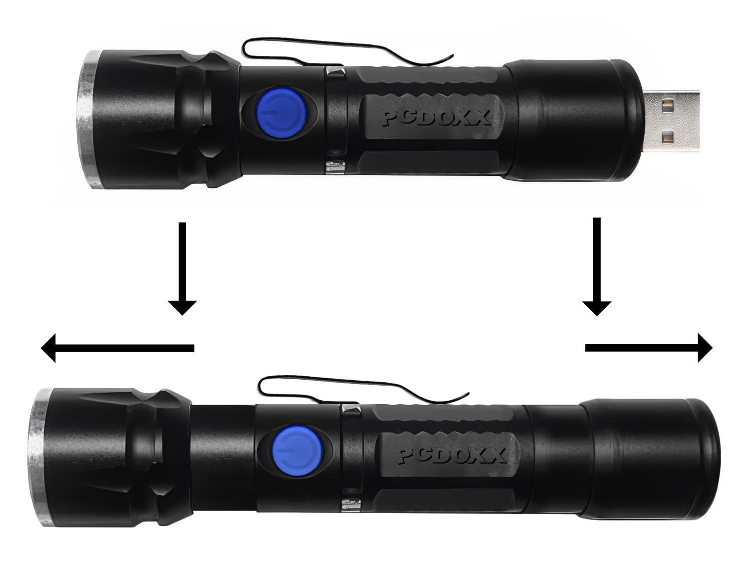 Linterna Led Con Zoom Recargable Puerto Usb Con Alto Alcance-2