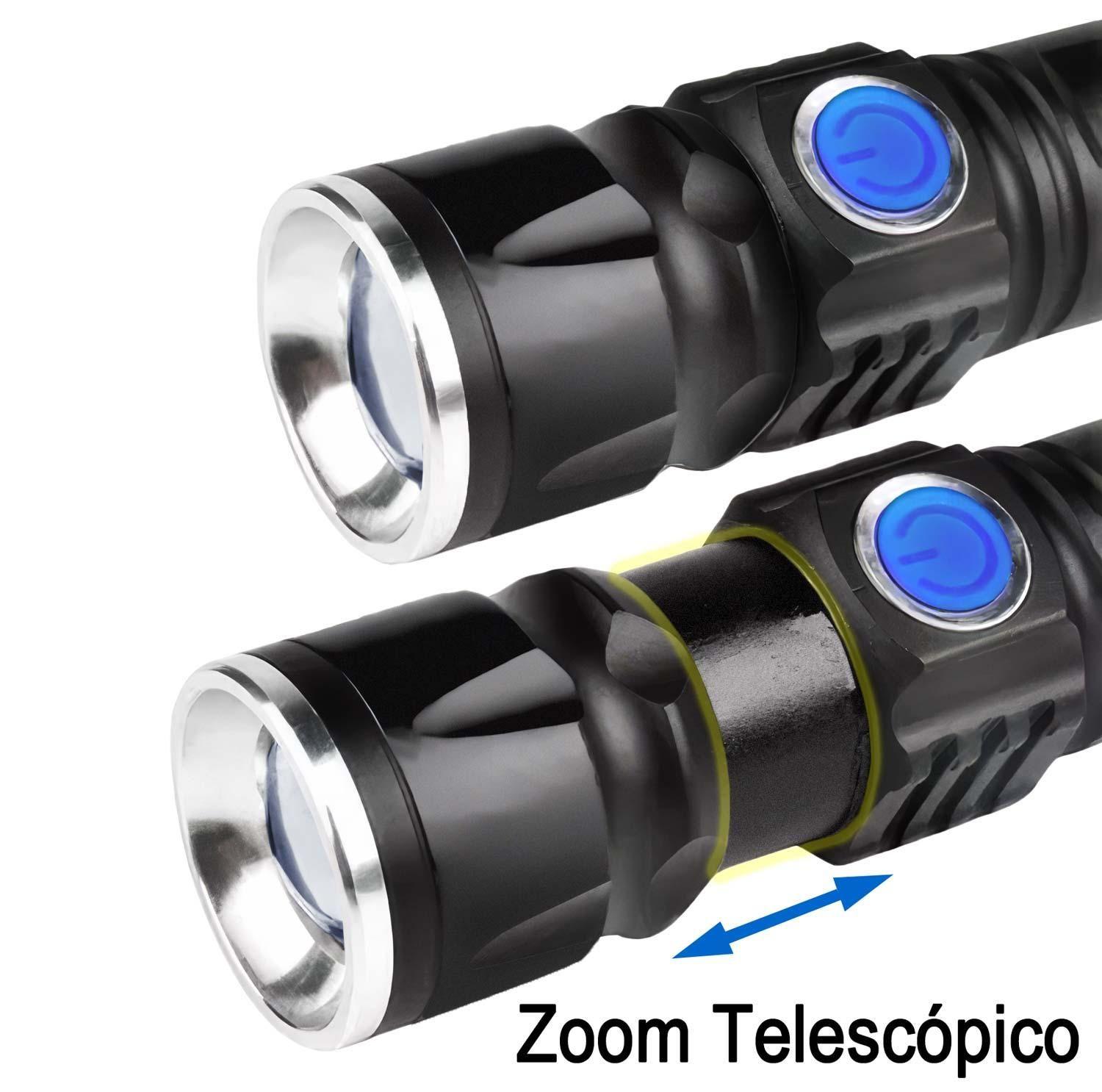 Linterna Led Con Zoom Recargable Puerto Usb Con Alto Alcance-4