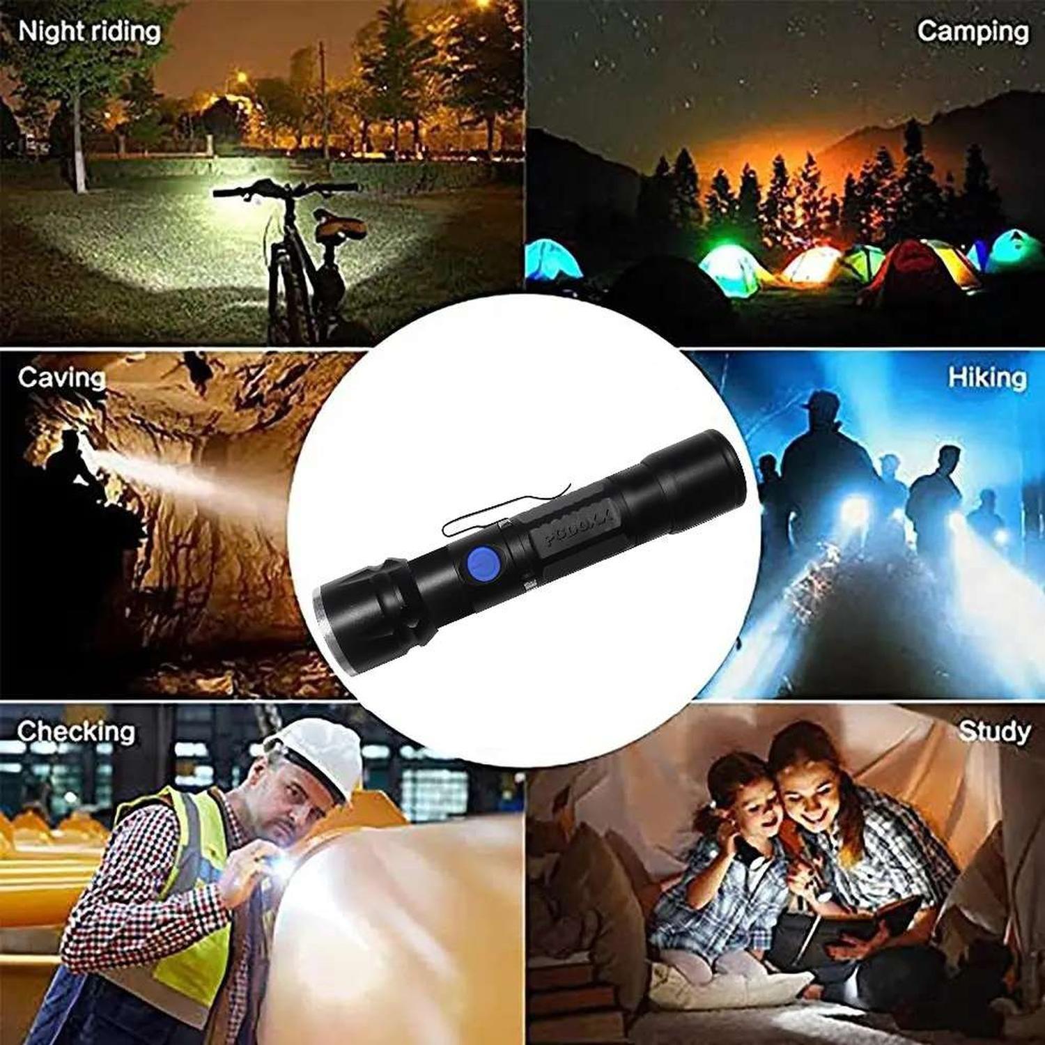 Linterna Led Con Zoom Recargable Puerto Usb Con Alto Alcance-6