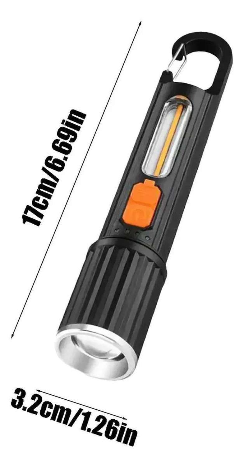 Linterna Tactica Luz Led Zoom Recargable Usb Gancho Portatil-2