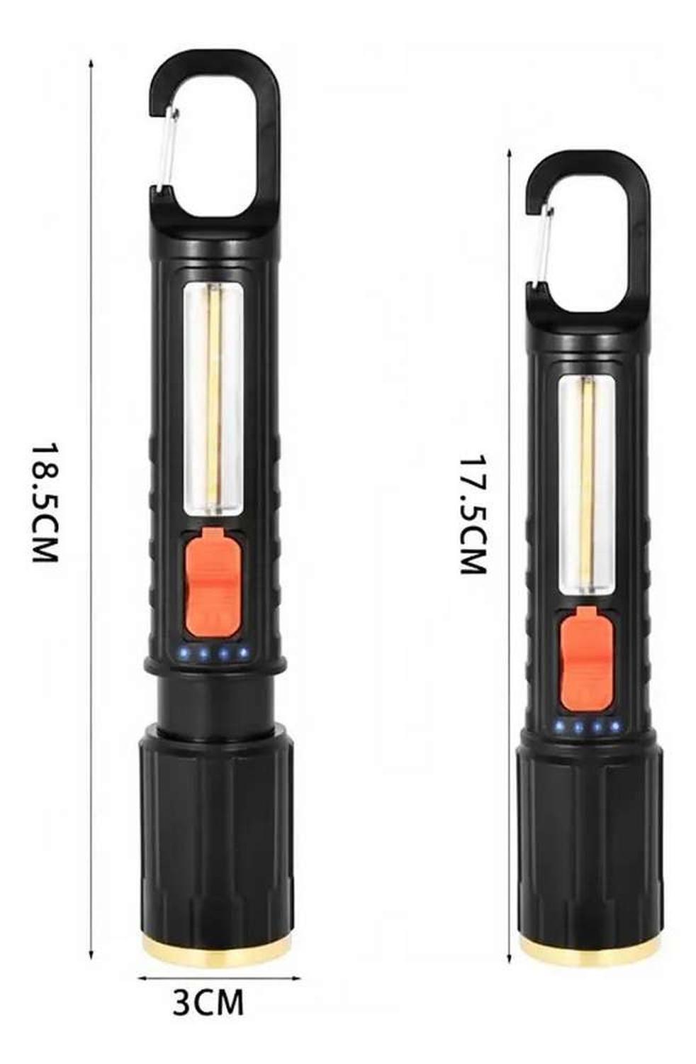 Linterna Tactica Luz Led Zoom Recargable Usb Gancho Portatil-3