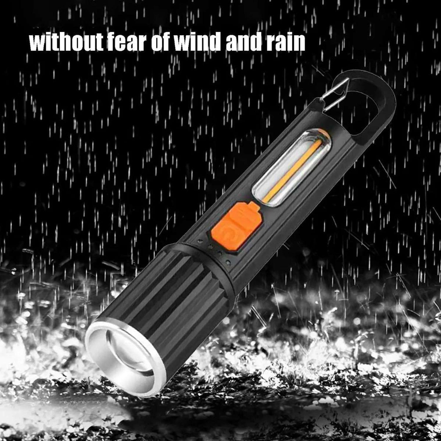 Linterna Tactica Luz Led Zoom Recargable Usb Gancho Portatil-5