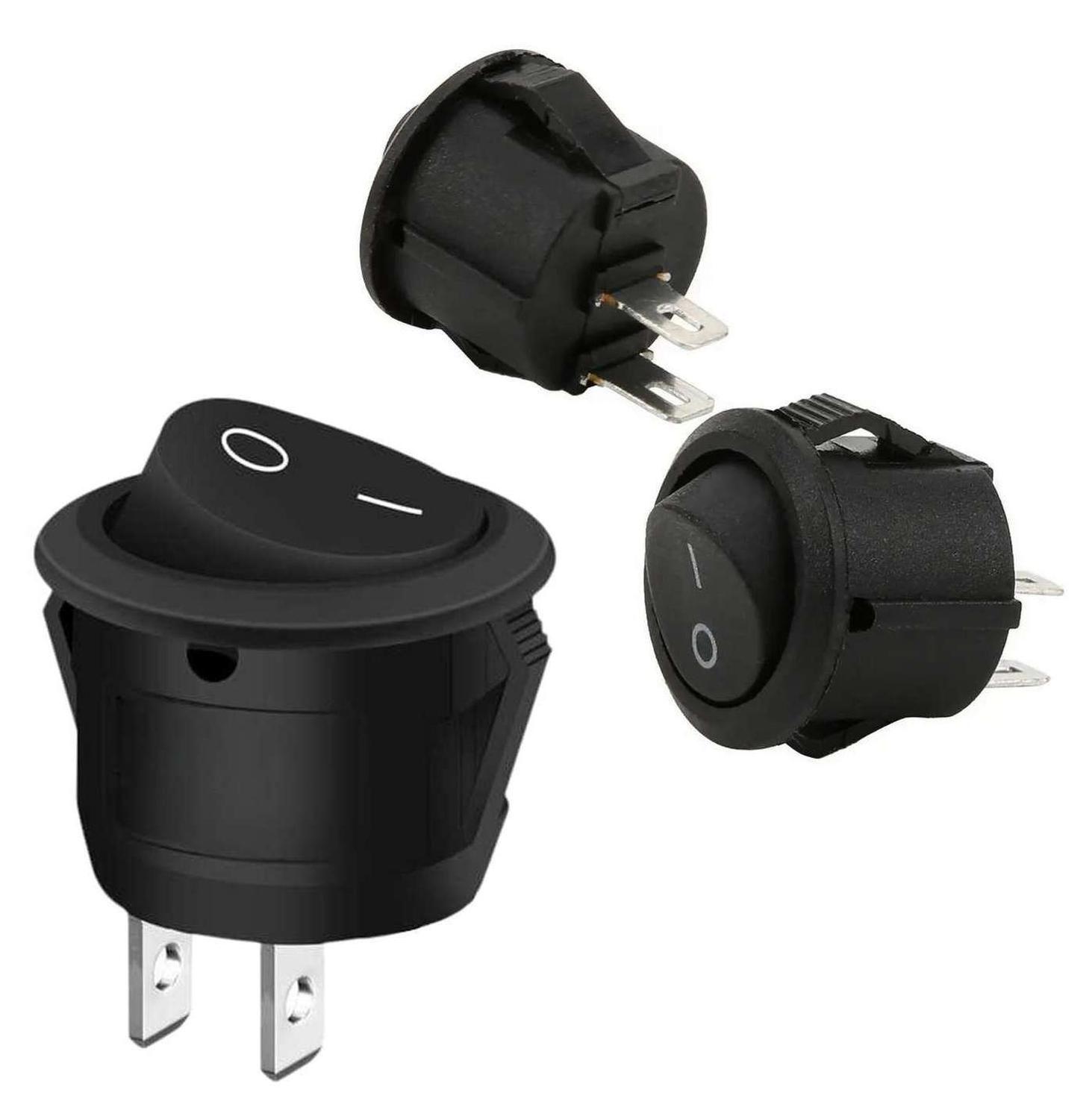 3X Interruptor Switch Boton Basculante 2 Pines 3A 6A Redondo-0