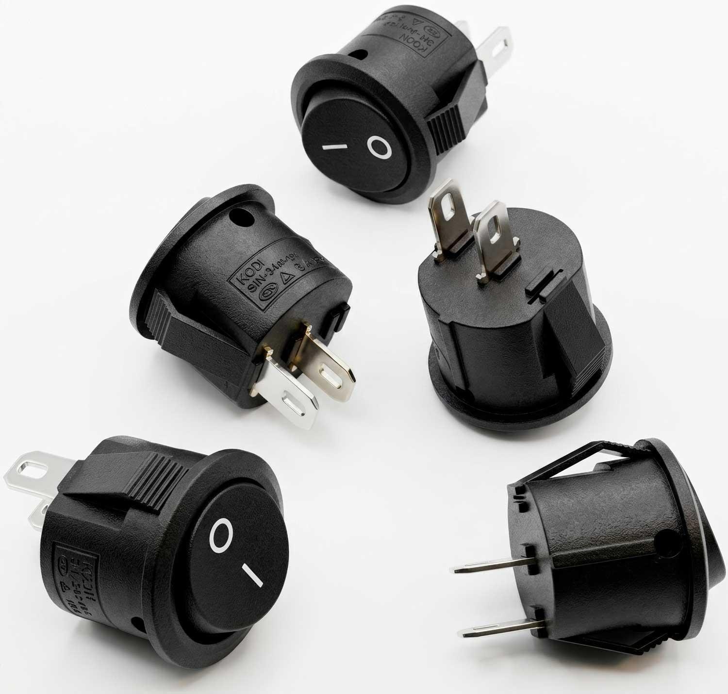 3X Interruptor Switch Boton Basculante 2 Pines 3A 6A Redondo-3