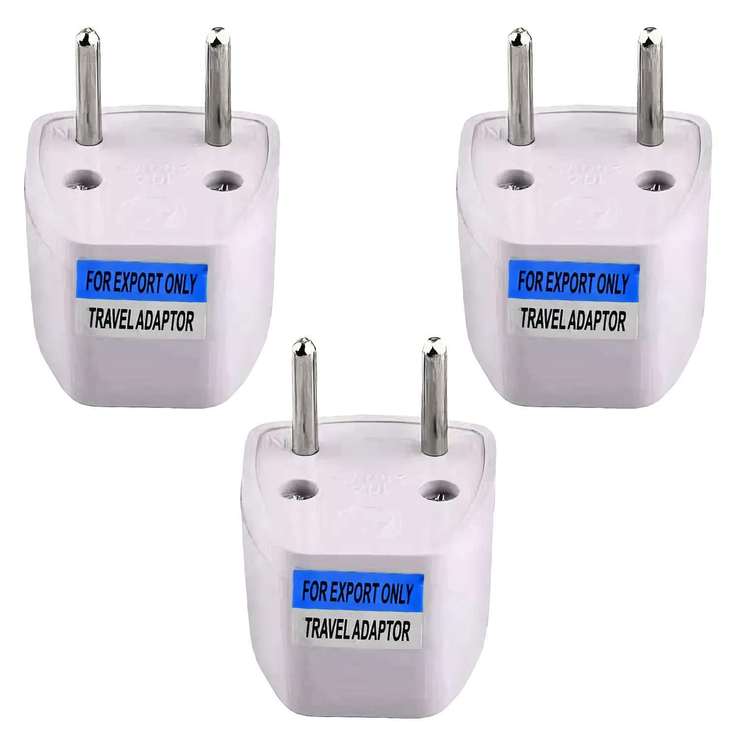 3x Adaptador Enchufe Universal 2 Pata Chileno Redonda Plana-0