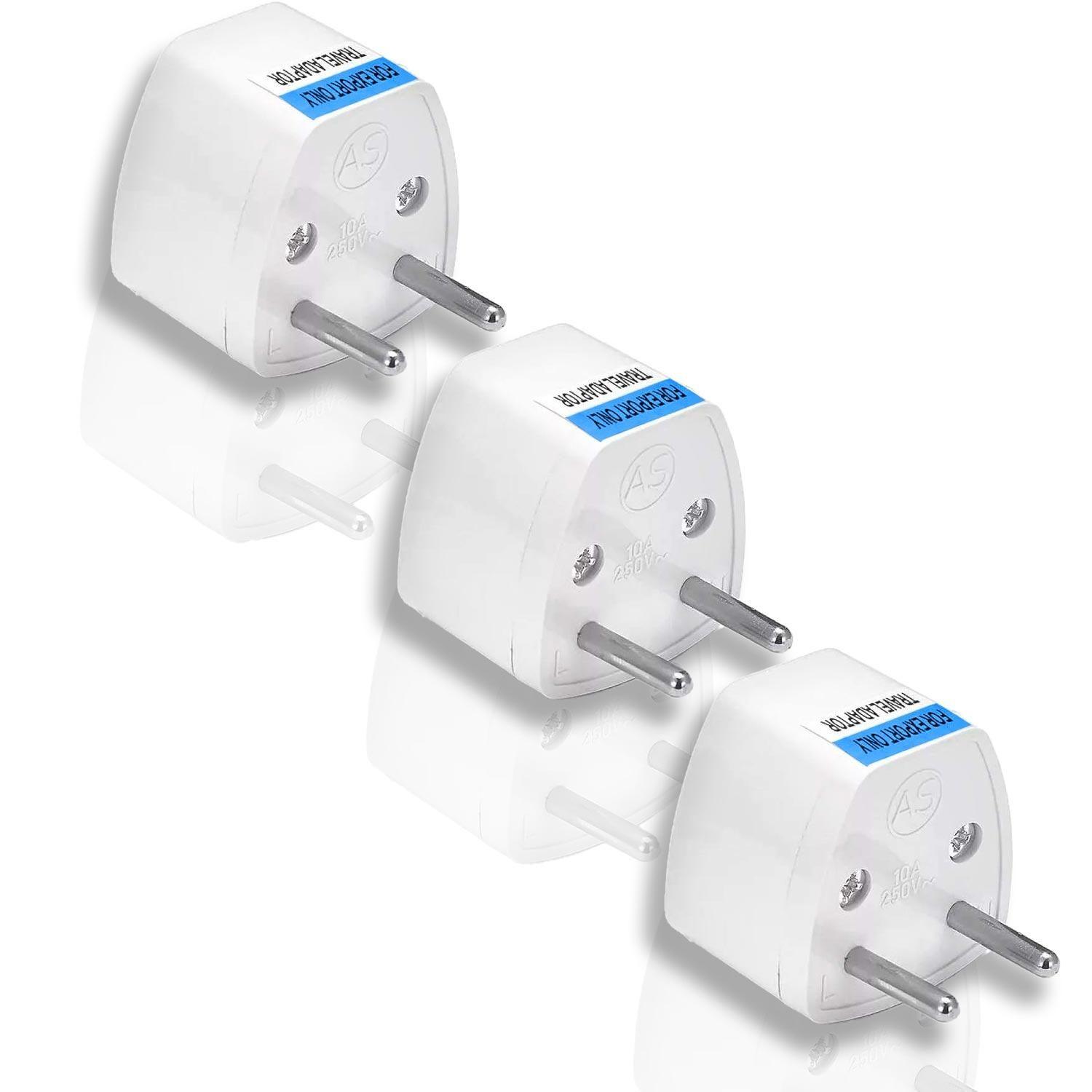 3x Adaptador Enchufe Universal 2 Pata Chileno Redonda Plana-4