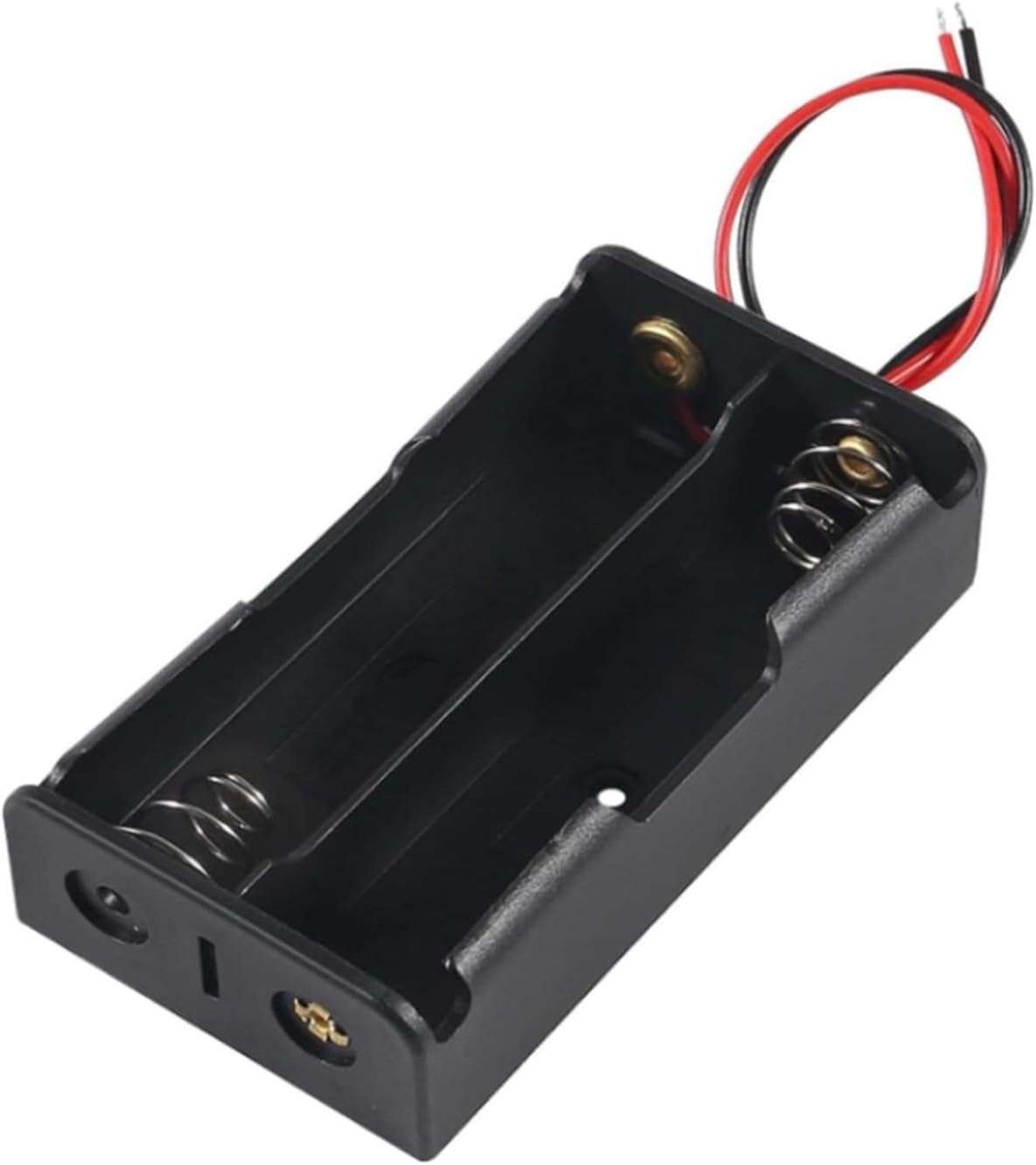 Caja Porta Pilas 2 Celdas Bateria AA Fuente Poder Doble-0