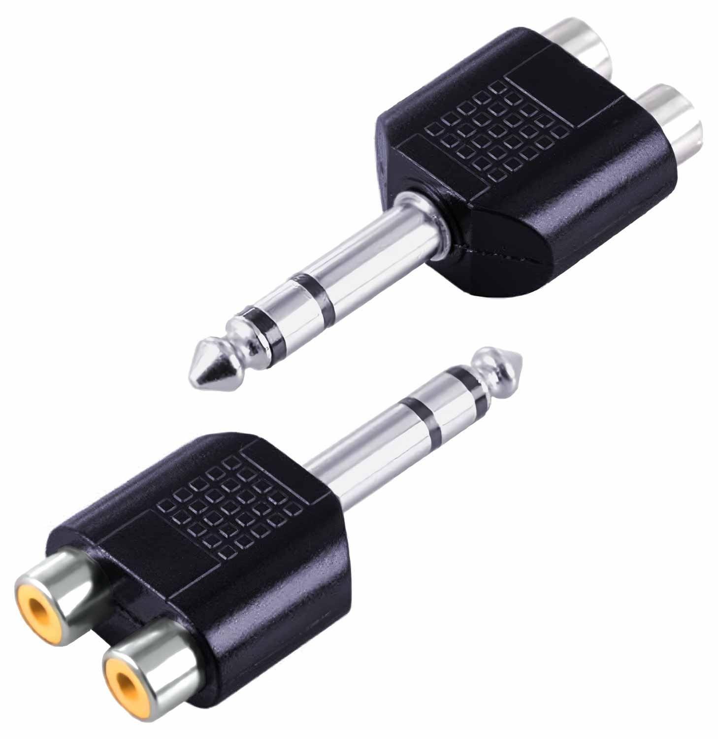 Adaptador Jack 6.5 Audio Plug 6.3 mm Macho 2 Rca Hembra Conector-2