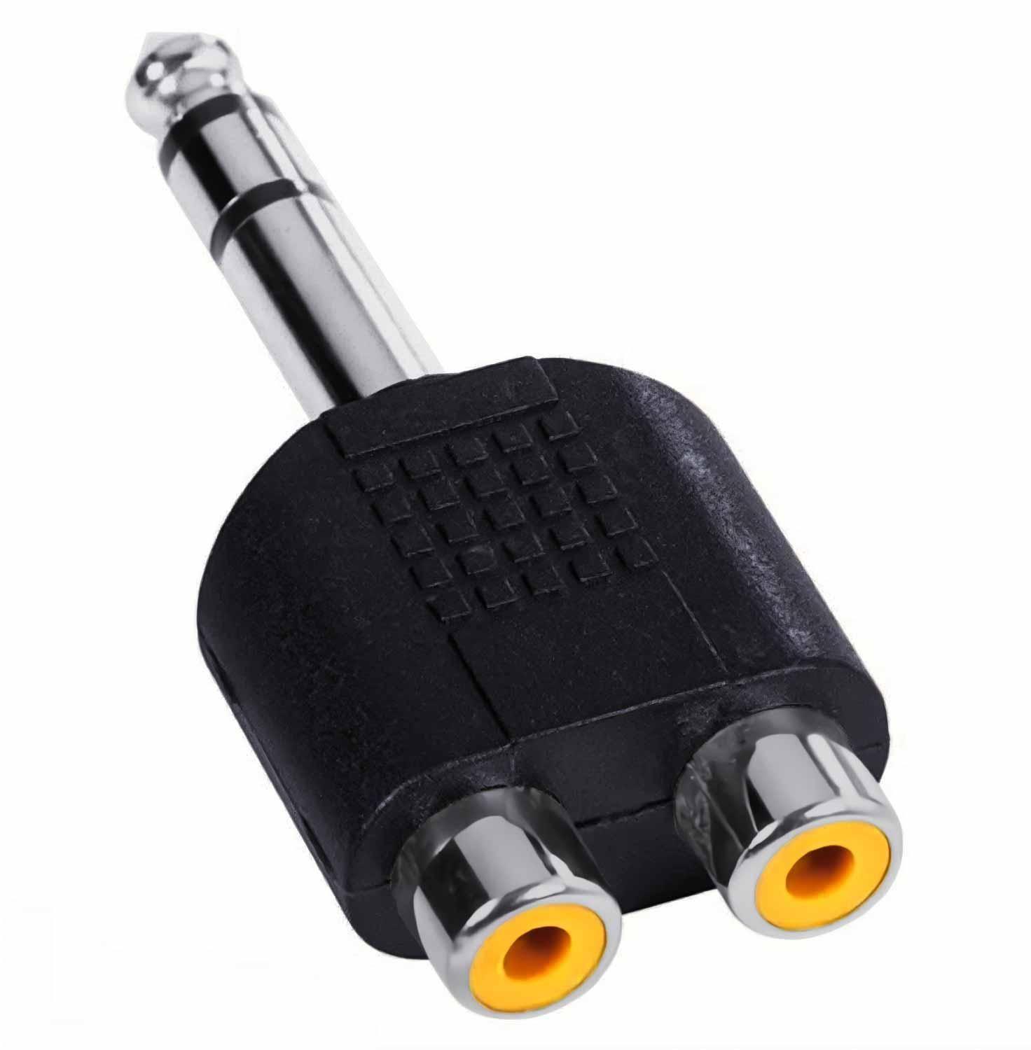 Adaptador Jack 6.5 Audio Plug 6.3 mm Macho 2 Rca Hembra Conector-3
