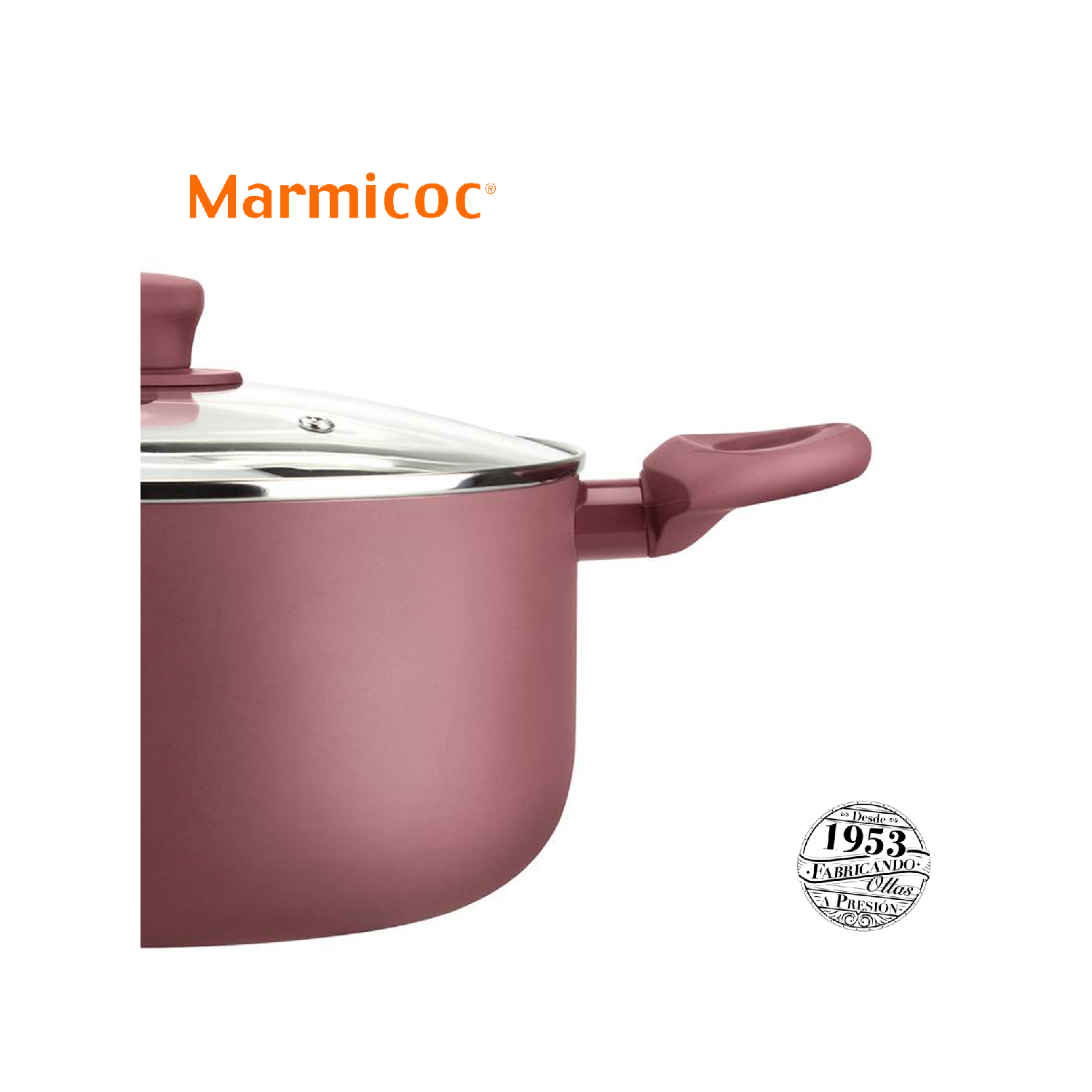 Olla Marmicoc Spring Granate 26 cm con Tapa de Vidrio-1