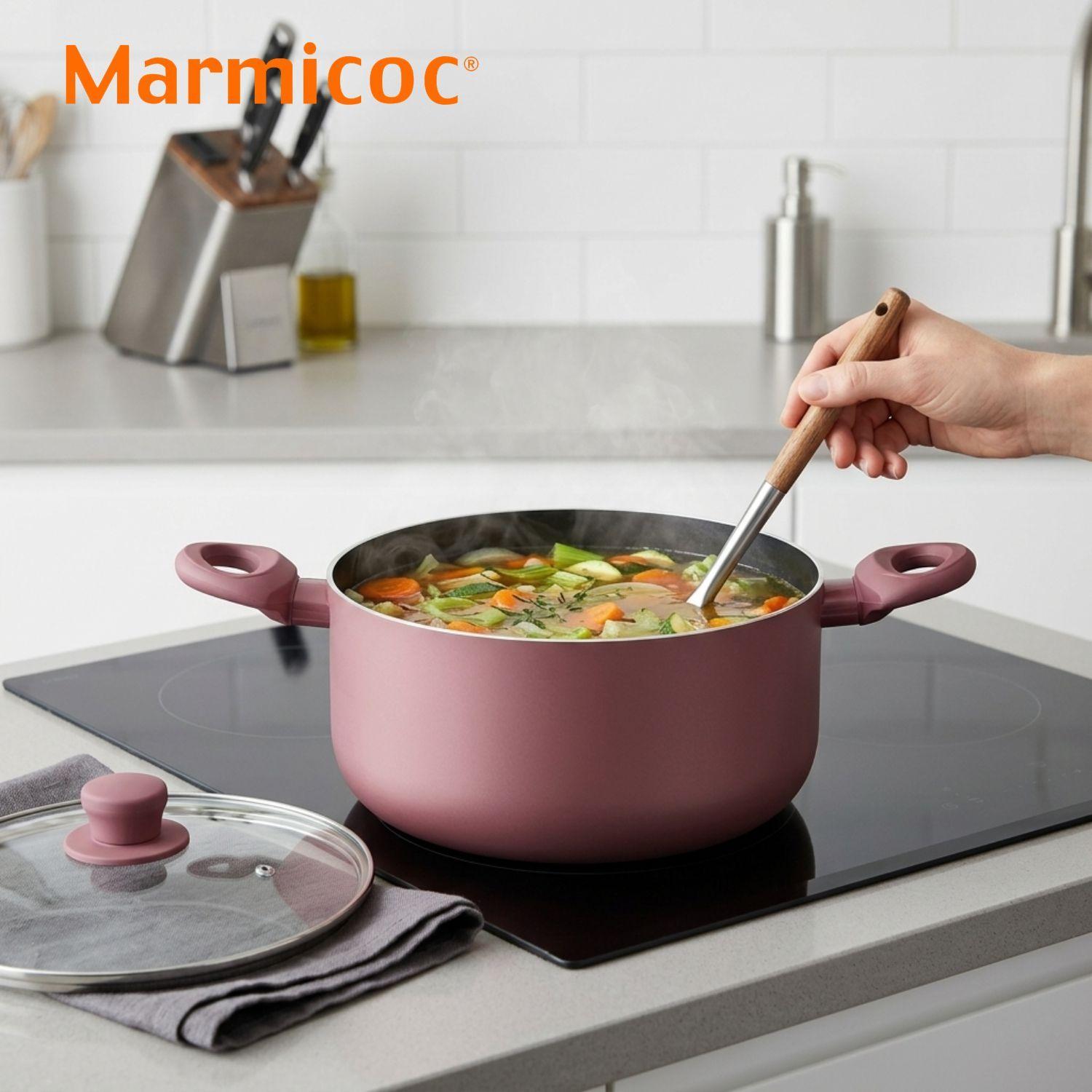 Olla Marmicoc Spring Granate 26 cm con Tapa de Vidrio-2