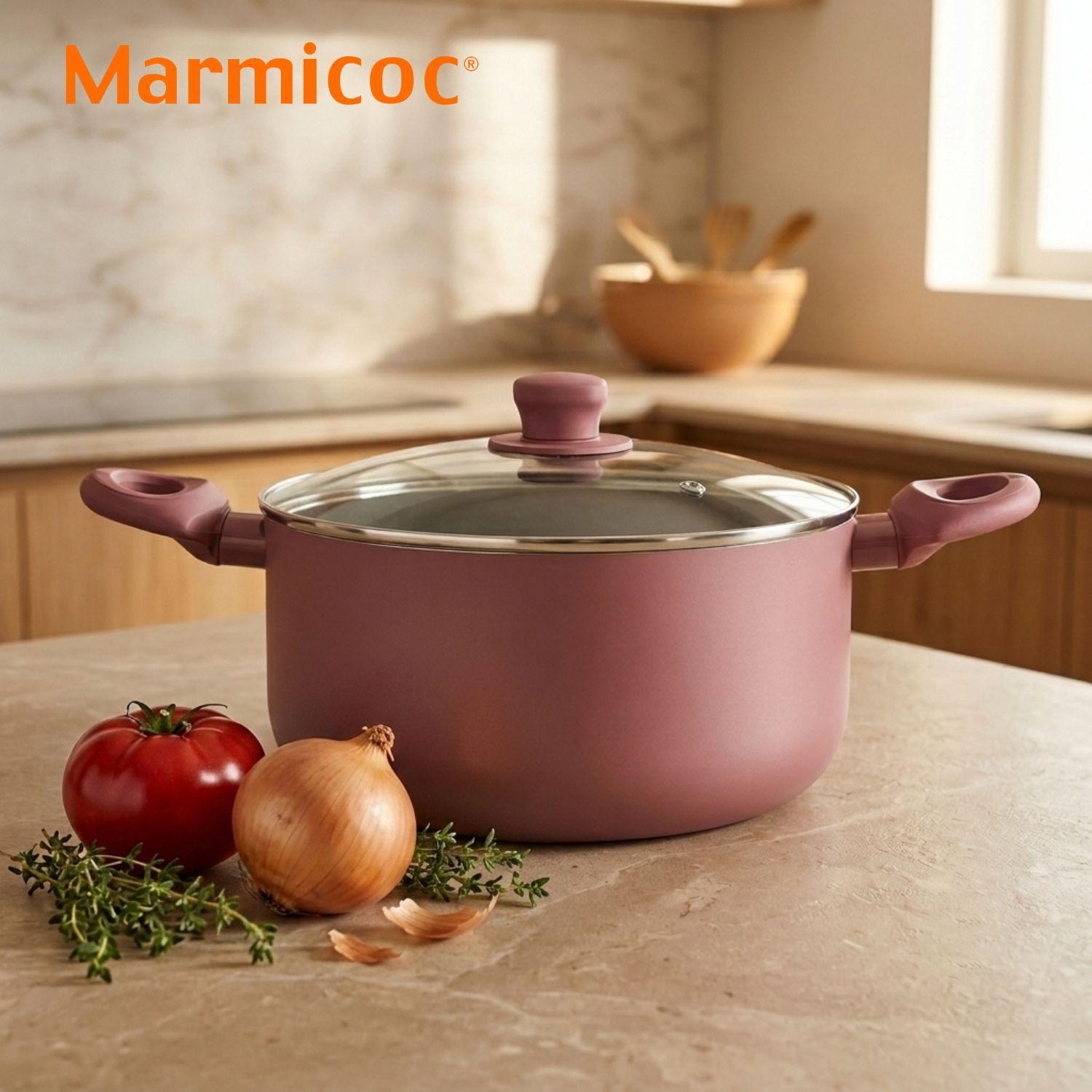 Olla Marmicoc Spring Granate 26 cm con Tapa de Vidrio-3